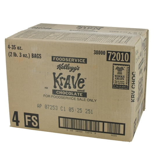 Kellogg's Krave Cereal Chocolate 35 Ounce Size - 4 Per Case.