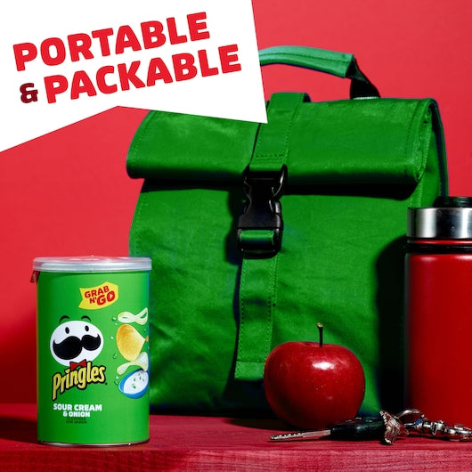 Pringles Grab & Go Sour Cream & Onion Potato Crisp, 2.5 Ounces - 12 Per Case.