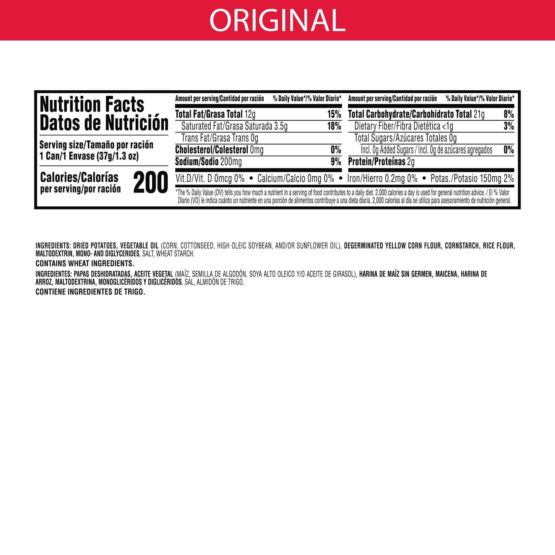 Pringles Crisps Original1.3 Ounce Size - 12 Per Case.