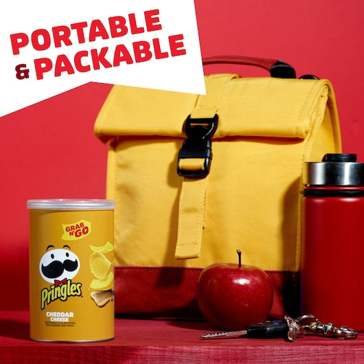 Pringles Grab & Go Cheddar Cheese Potato Crisp, 2.5 Ounces - 12 Per Case.