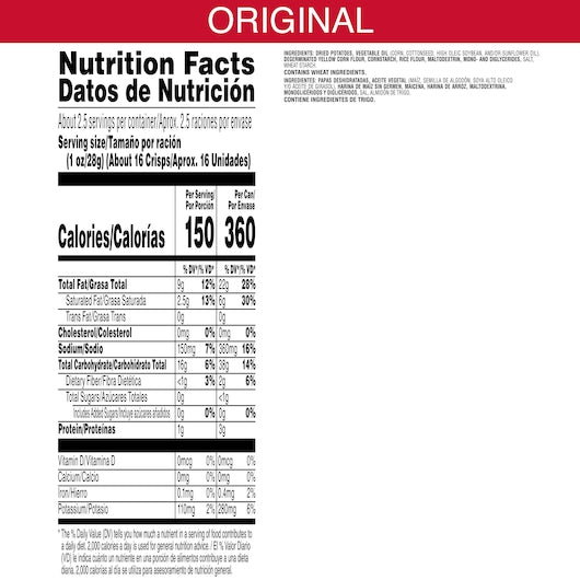 Pringles Original Grab & Go Potato Crisp, 2.3 Ounces - 12 Per Case.