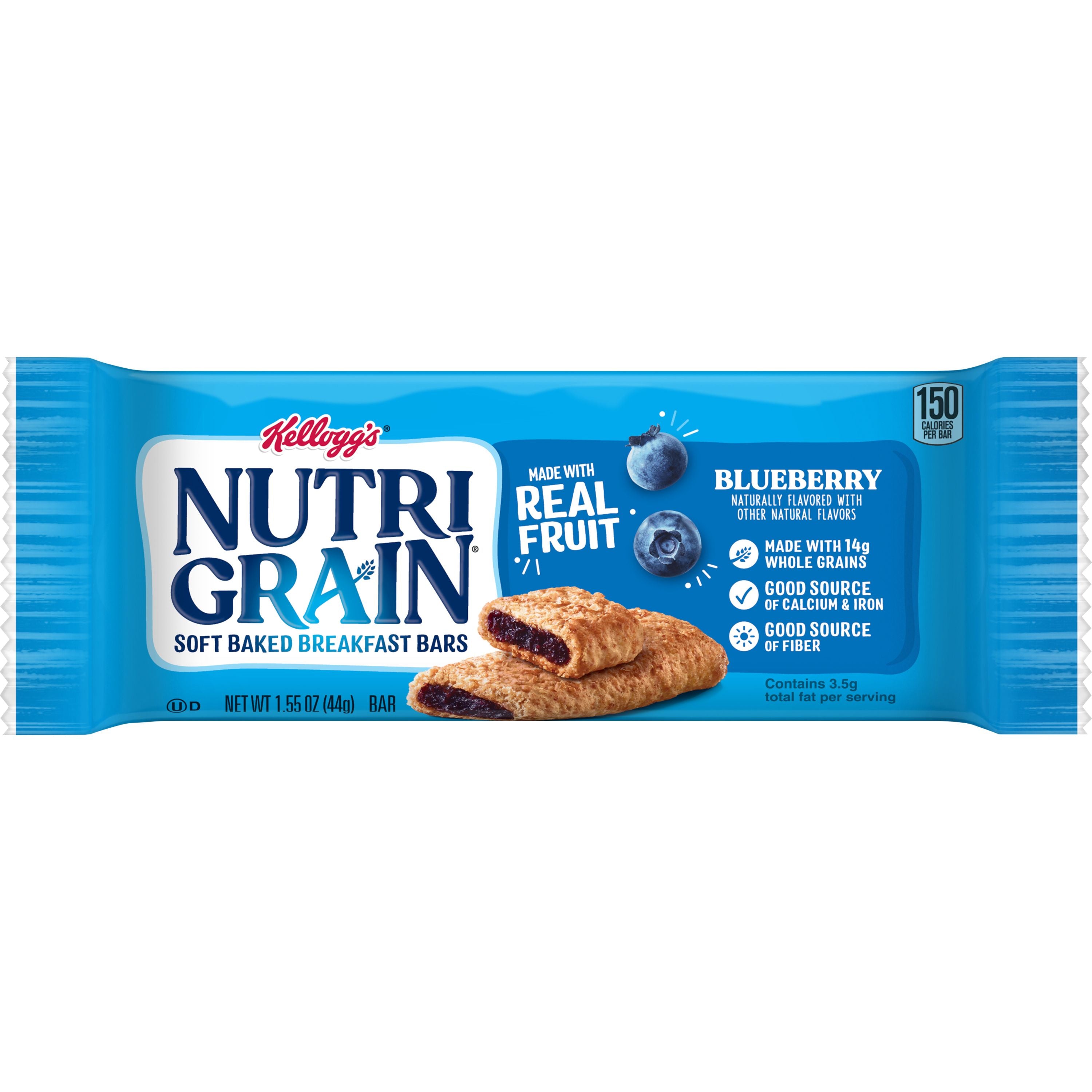 Kellogg's Nutri Grain Soft Baked Breakfast Bars Blueberry 1.55 Ounce Size - 96 Per Case.