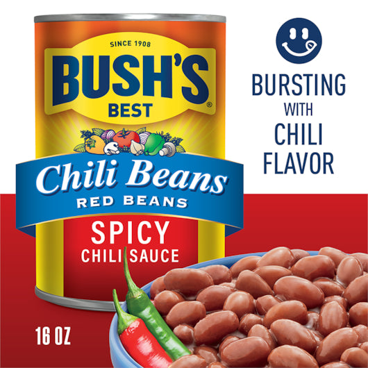 Chili Beans Hot Red 16 Ounce Size - 12 Per Case