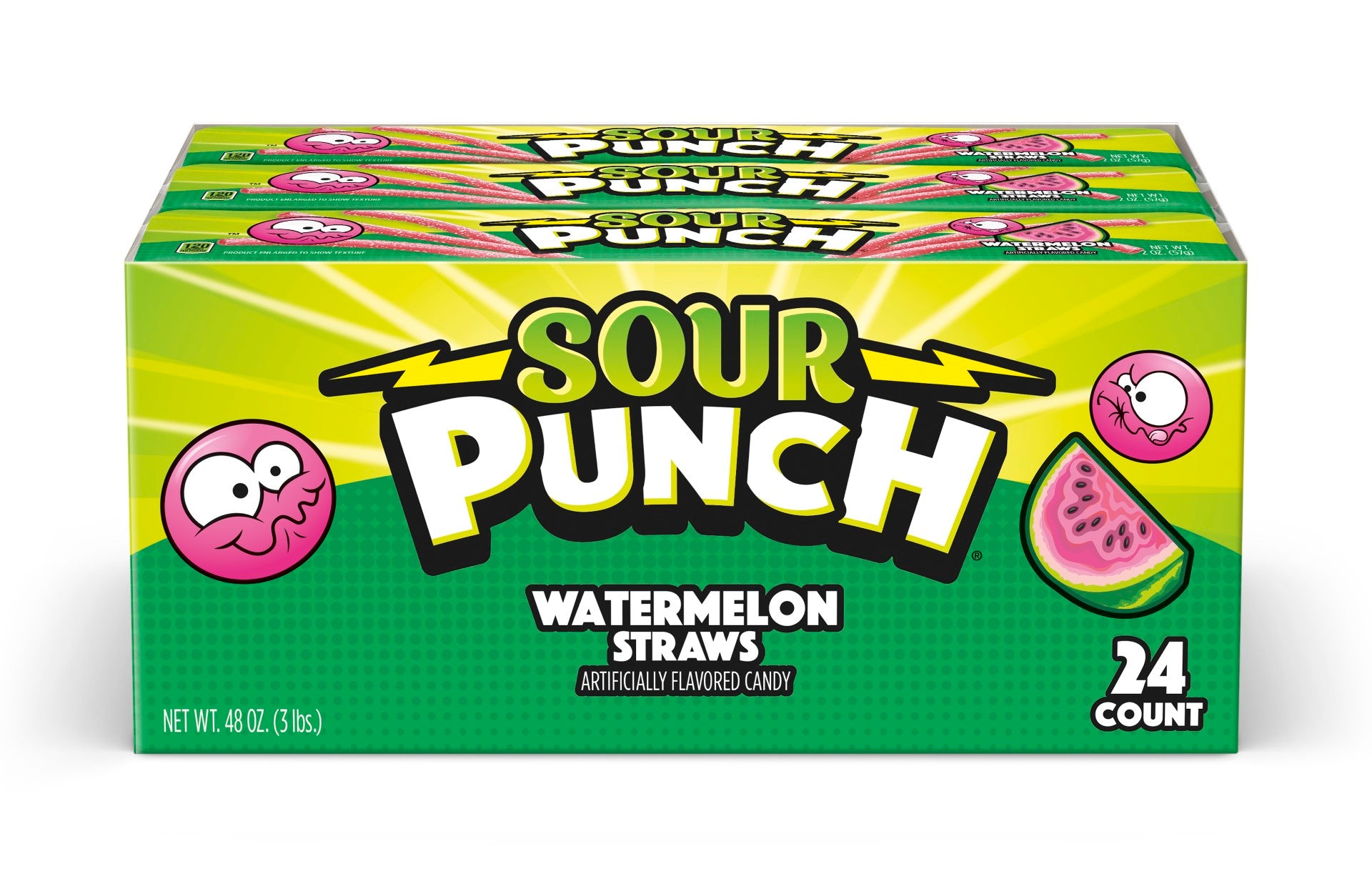 Sour Punch Straws Watermelon Casecaddytray2 Ounce Size - 288 Per Case.