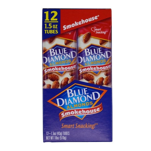 Blue Diamond Smokehouse Almonds Tube 1.5 Ounce Size - 144 Per Case.