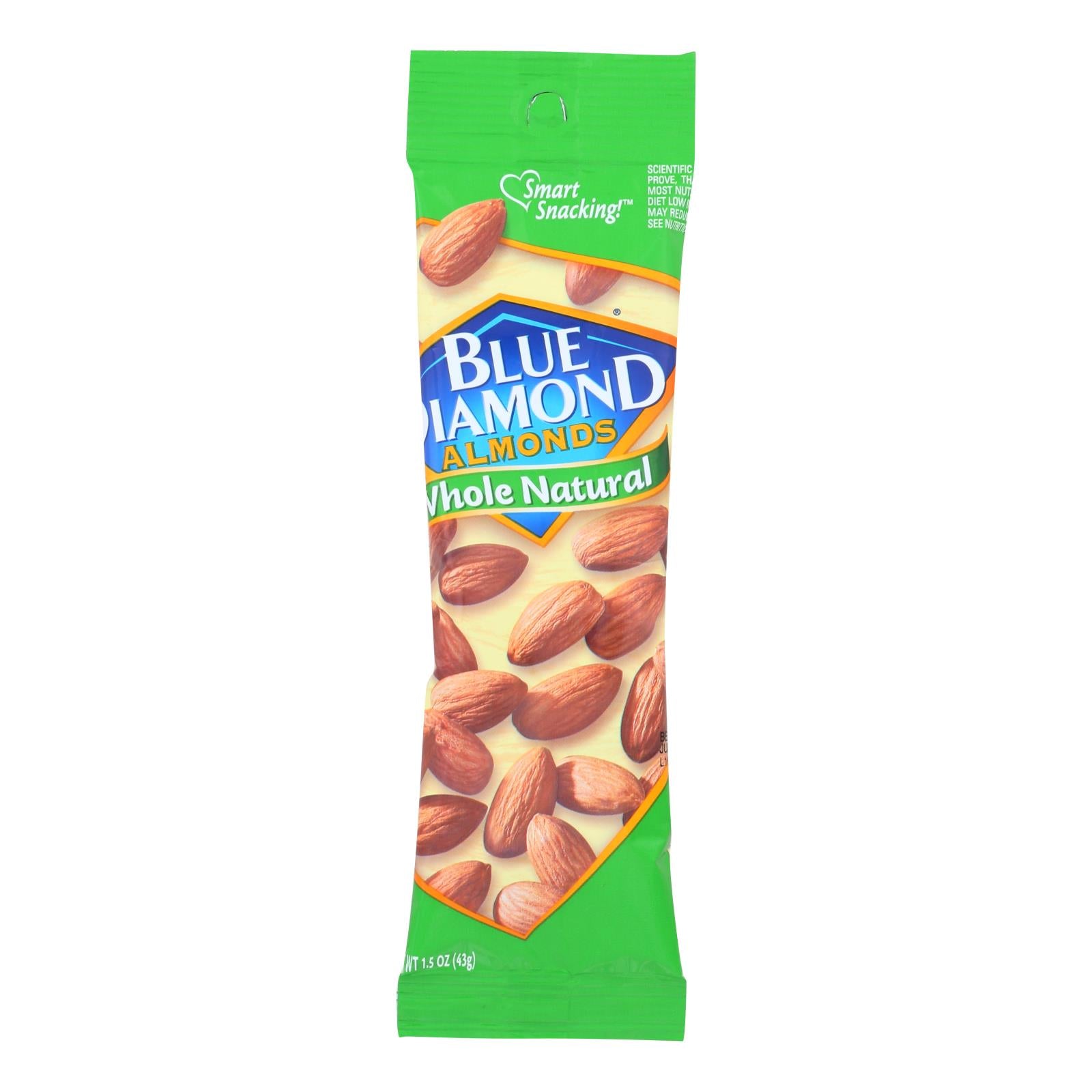 Blue Diamond Natural Whole Almonds - Case of 12 - 1.5 Ounce
