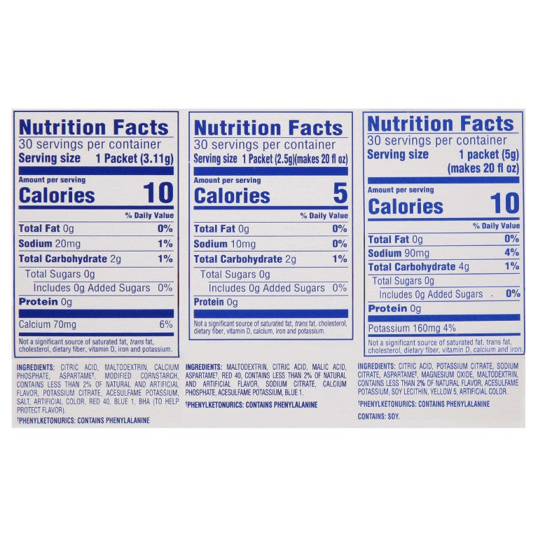 CRYSTAL LIGHT Sugar Free Variety Pack On-the-Go Mix 30-0.15 Packets per Box 4 Boxes)