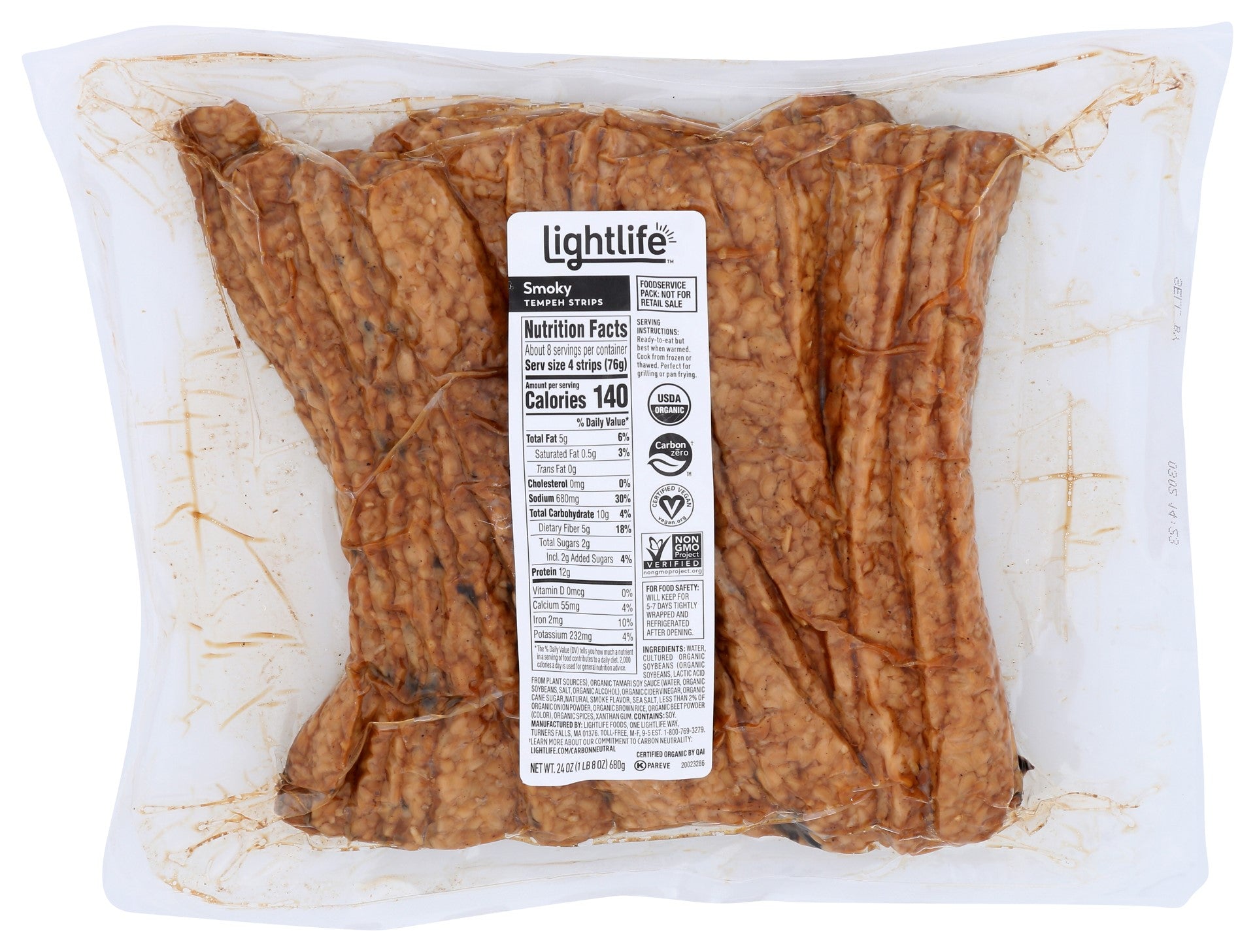 Lightlife Smokey Tempeh Strips 6 Pound Each - 1 Per Case.