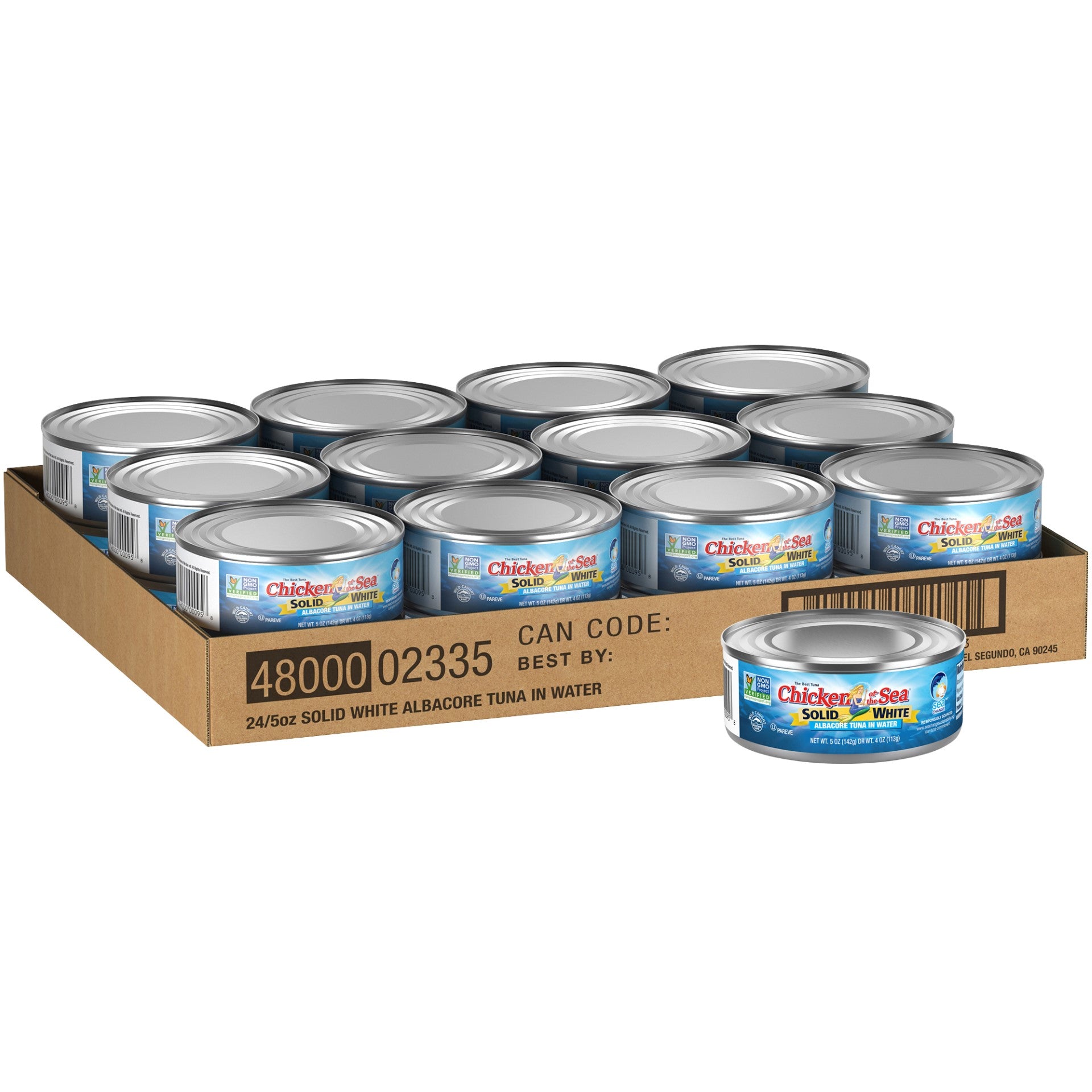 Chicken Of The Sea Solid White Albacore Tunain Water 5 Ounce Size - 24 Per Case.