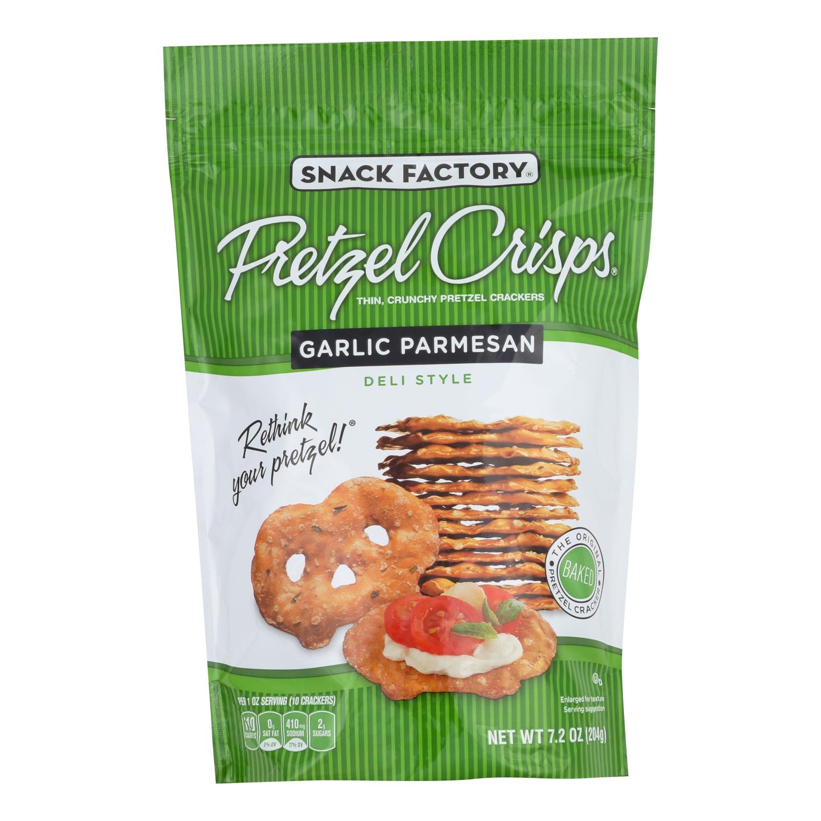 Snack Factory Garlic Parmesan Pretzel Crisps - Case of 12 - 7.2 Ounce