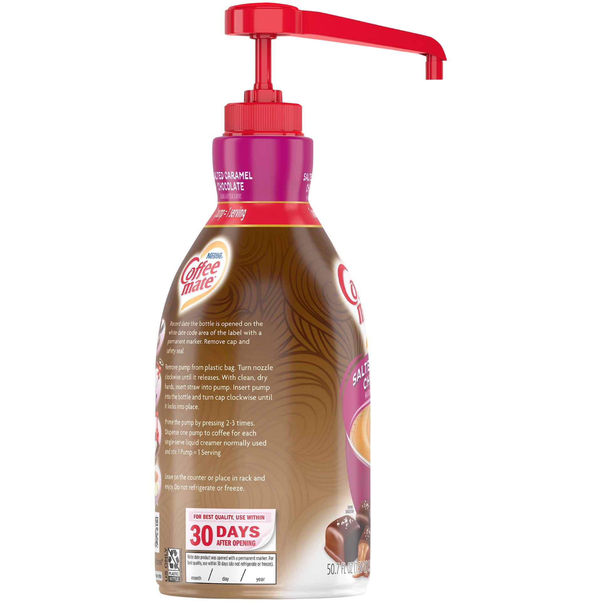 Nestle Coffee Mate Salted Caramel Chocolateliquid Concentrate Pump Bottle 1.58 Qt - 2 Per Case.