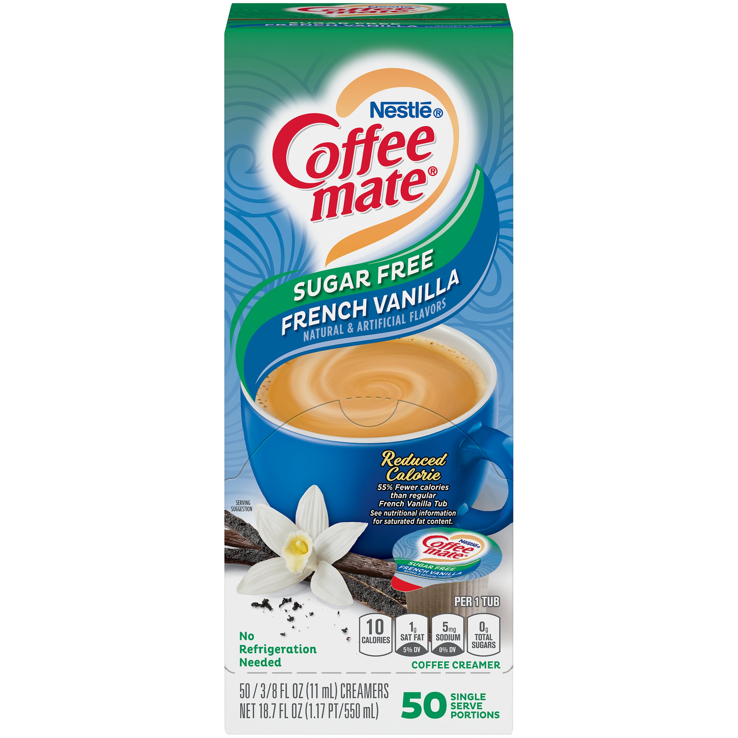 Nestle Coffee Mate Coffee Creamer Sugar Freefrench Vanilla Flavor Liquid Creamer Singles 18.7 Fluid Ounce - 4 Per Case.