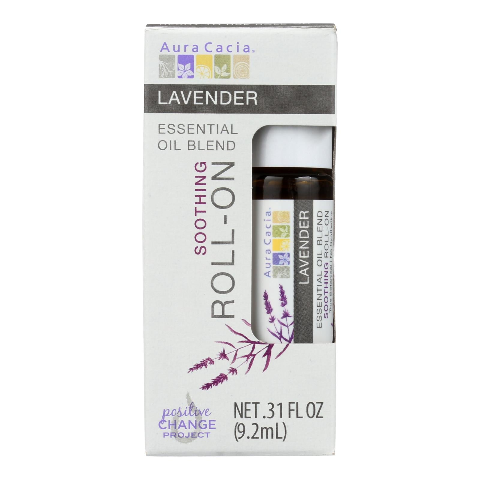 Aura Cacia - Roll On Essential Oil - Lavender - Case of 4 - .31 fl Ounce