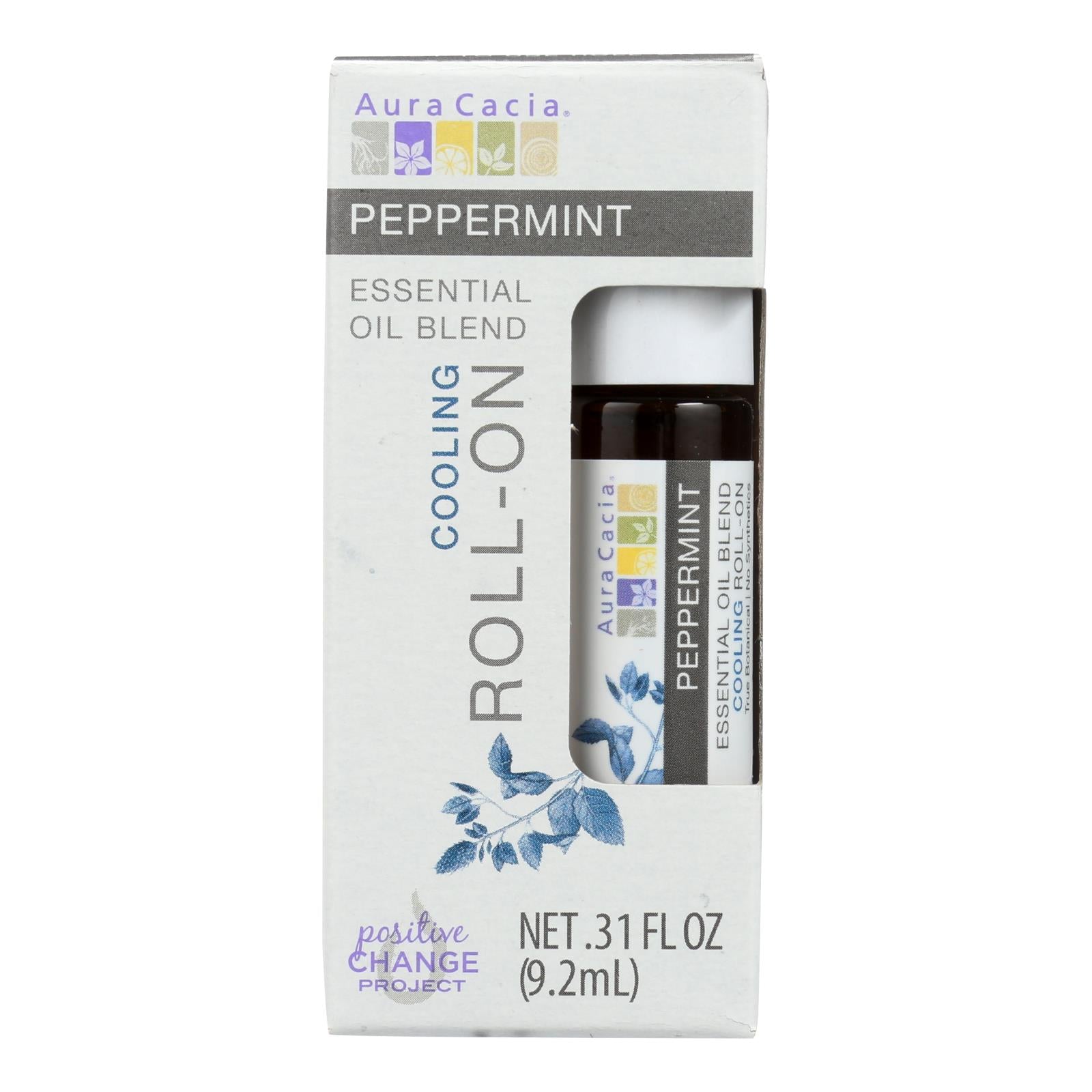 Aura Cacia - Roll On Essential Oil - Peppermint - Case of 4 - .31 fl Ounce