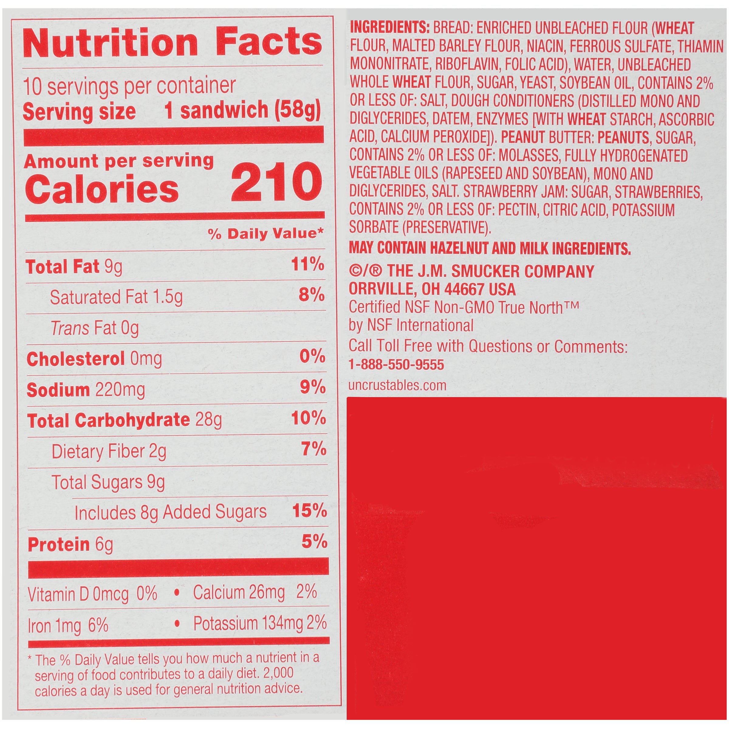 Smucker Uncrustables Peanut Butter And Strawberry 2 Ounce Size - 60 Per Case.