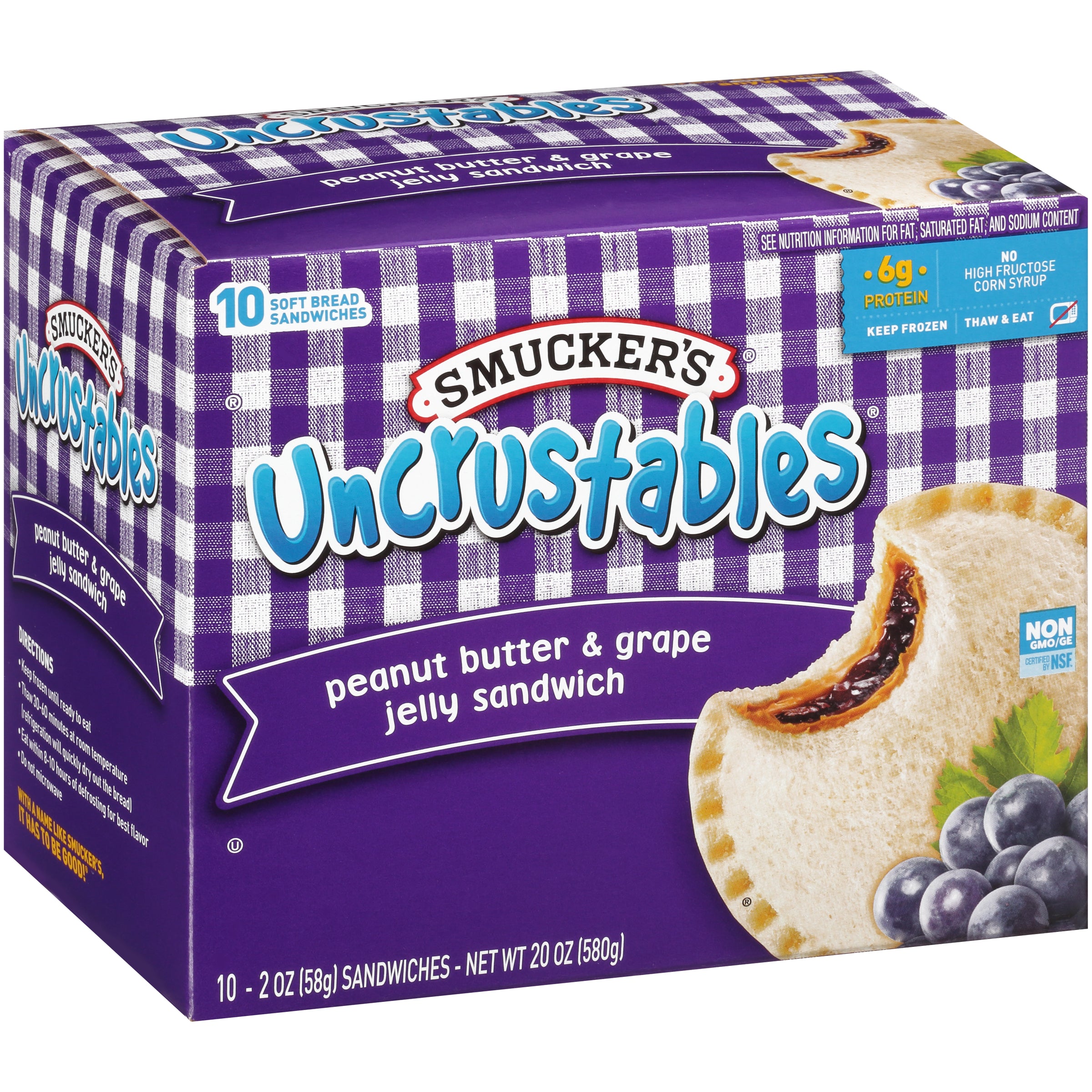 Smucker Uncrustables Peanut Butter And Grape 2 Ounce Size - 60 Per Case.