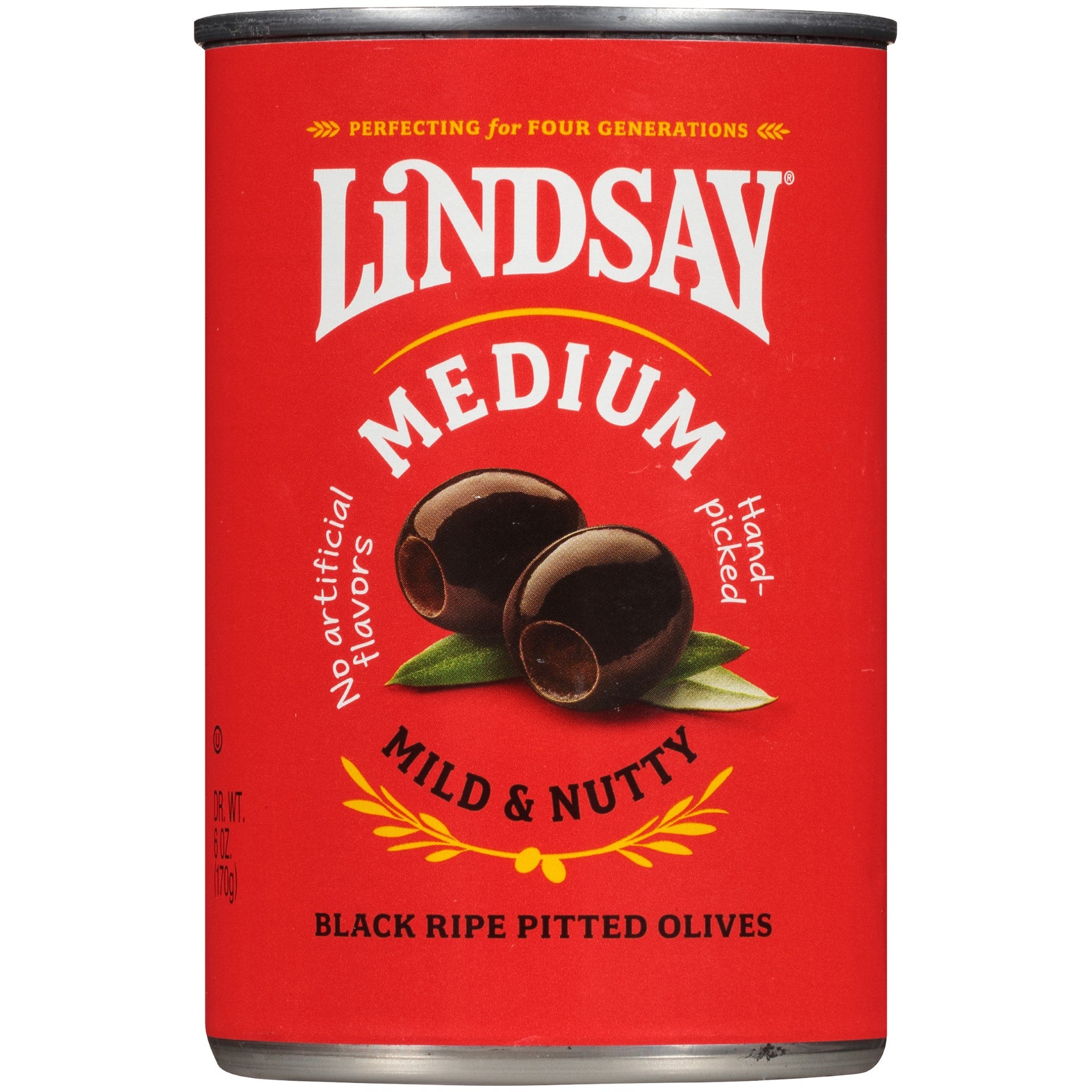 Lindsay Medium Pitted Black Olives 6 Ounce Size - 24 Per Case.