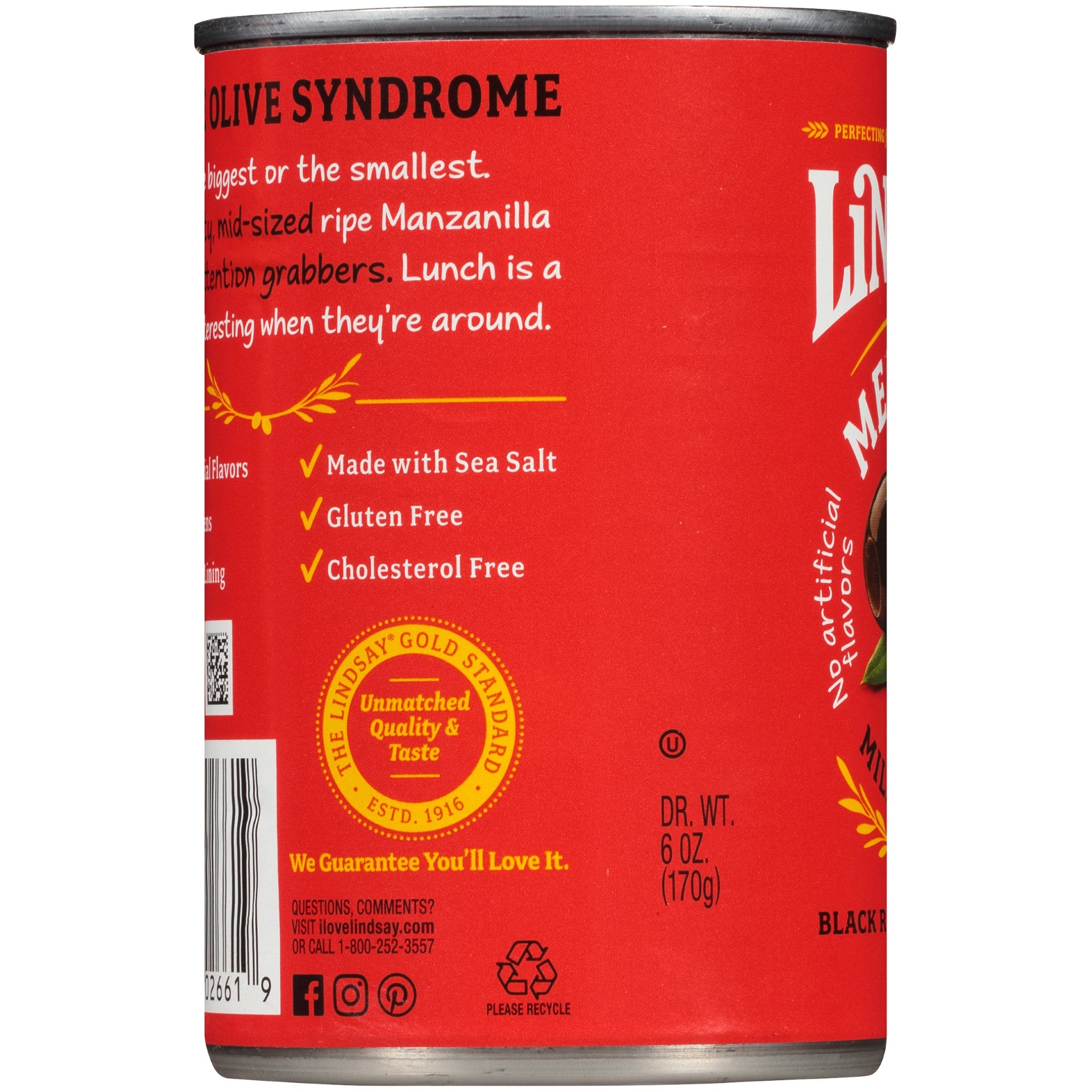 Lindsay Medium Pitted Black Olives 6 Ounce Size - 24 Per Case.