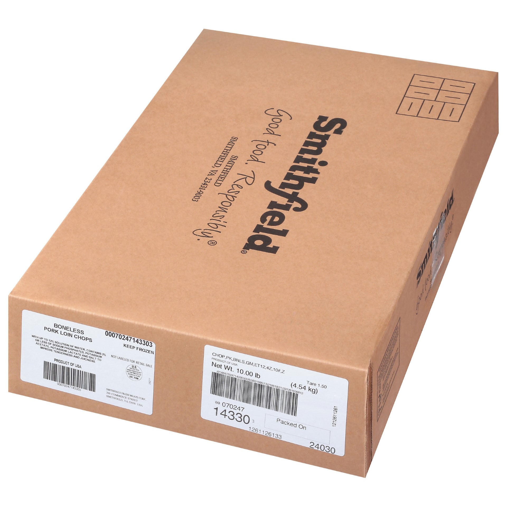 Chop Pork Boneless Gold Medal Extra Tender 10 Pound Each - 1 Per Case.