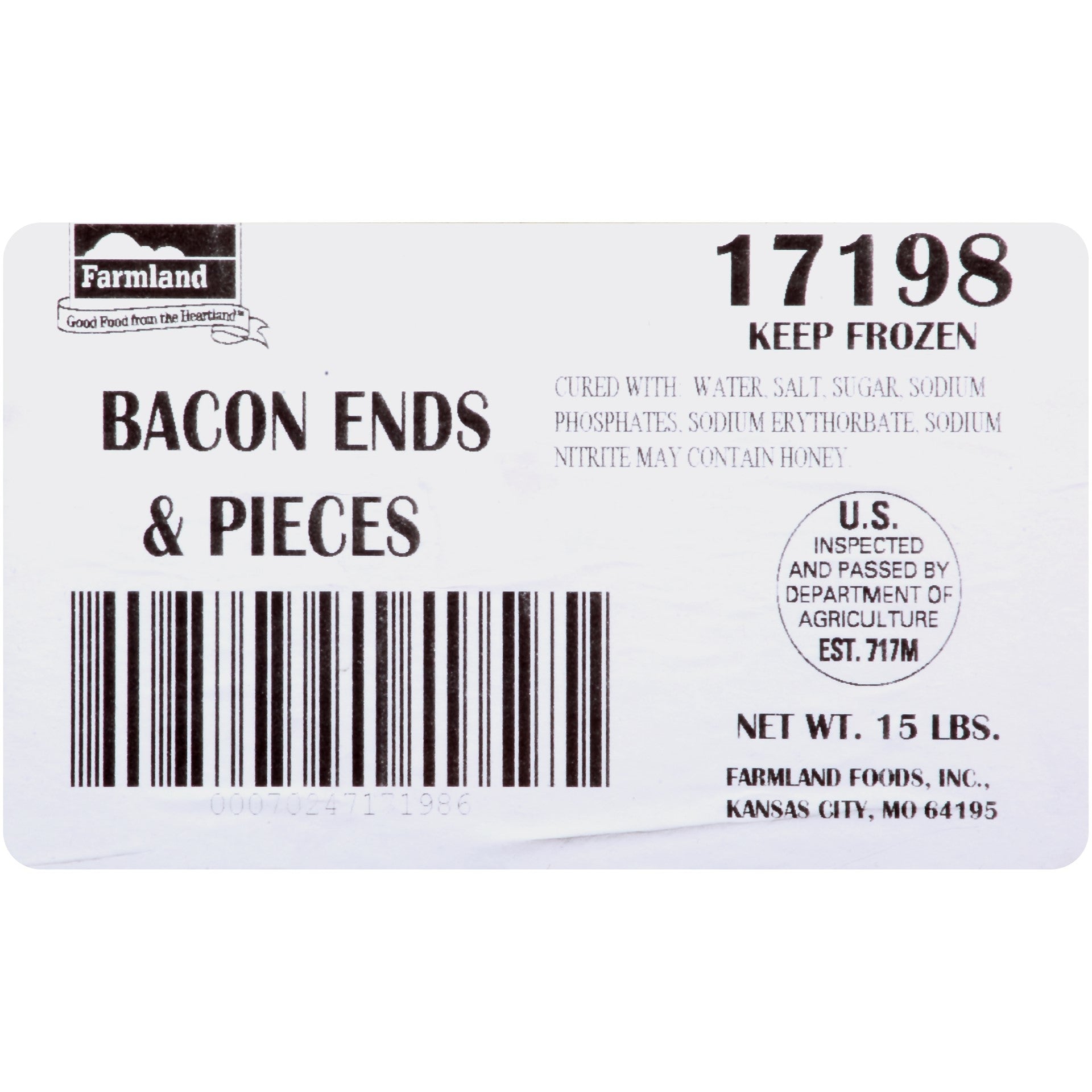 Smithfield Farmland Bacon Ends & Pieces 16.35 Pound Each - 1 Per Case.