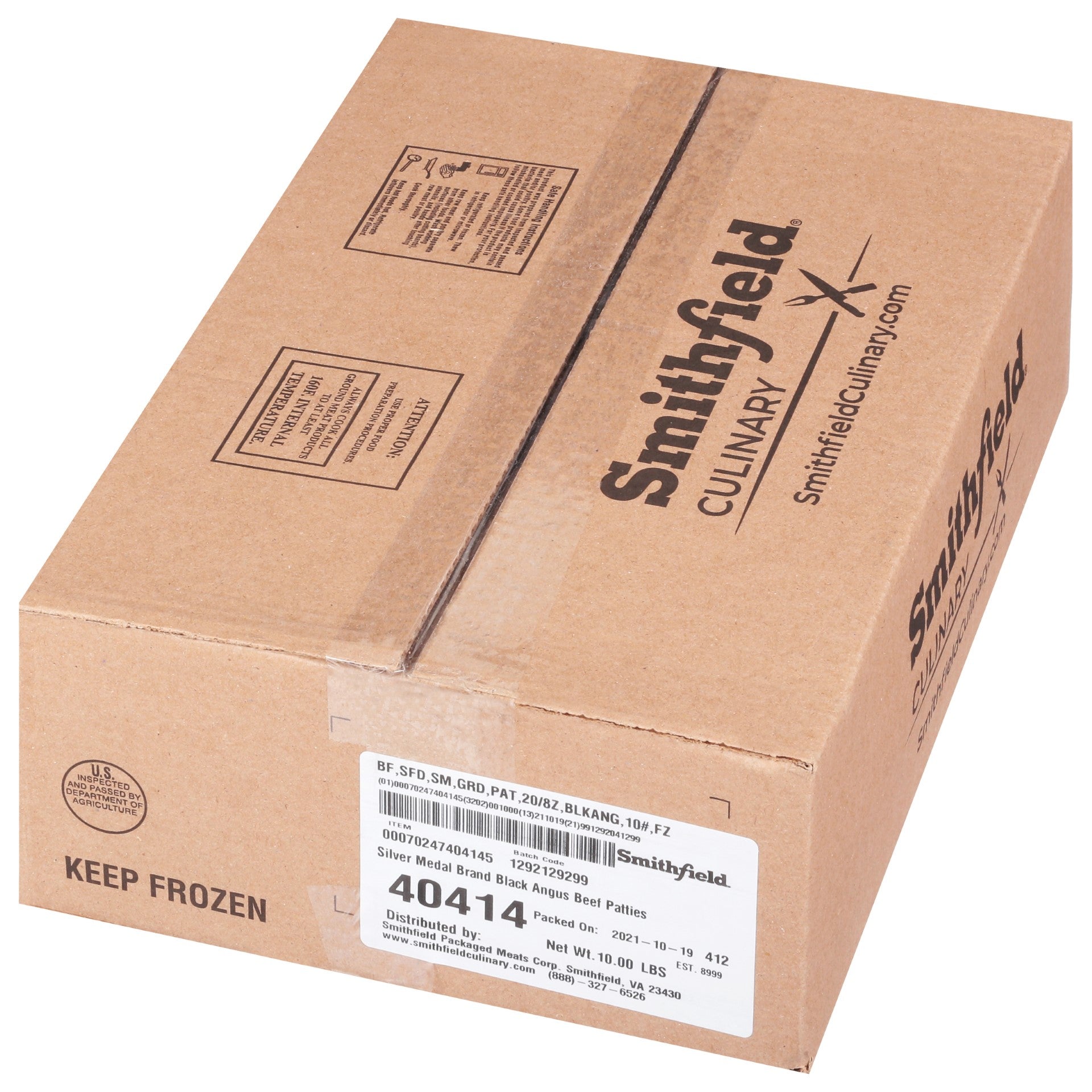 Patty Ground Beef Black Angus Silvermedal 10 Pound Each - 1 Per Case.