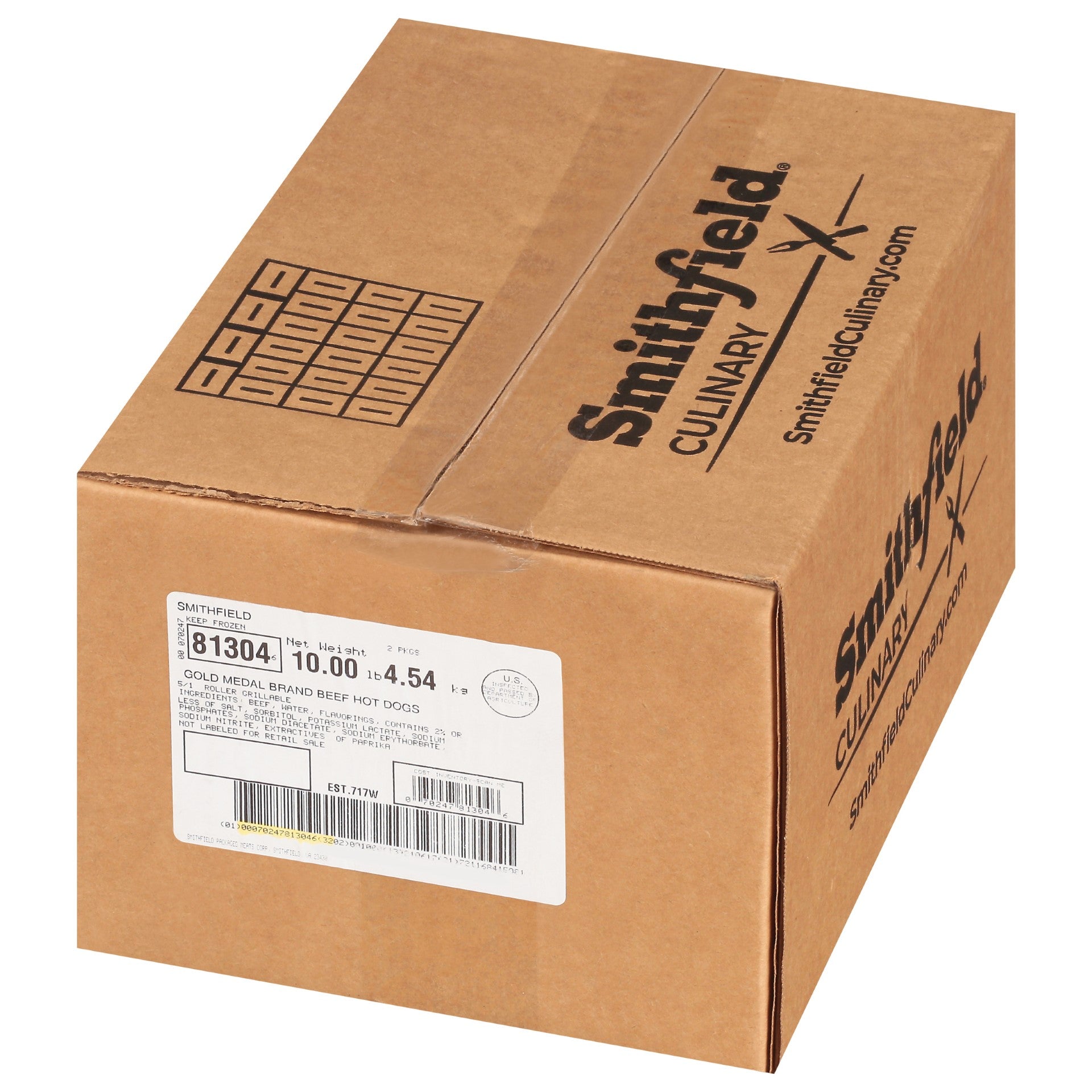 Hot Dog Beef Gold Medal 5.02 Pound Each - 2 Per Case.