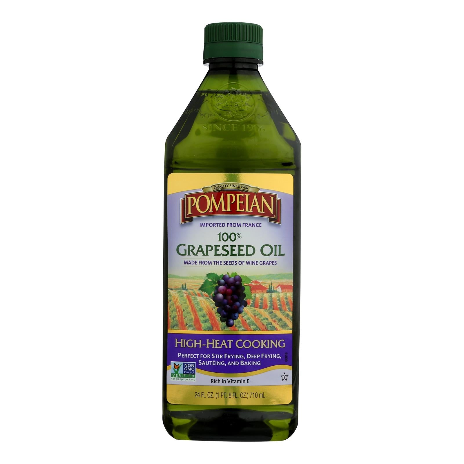 Pompeian 100% Grapeseed Oil - Case of 6 - 24 Fluid Ounce