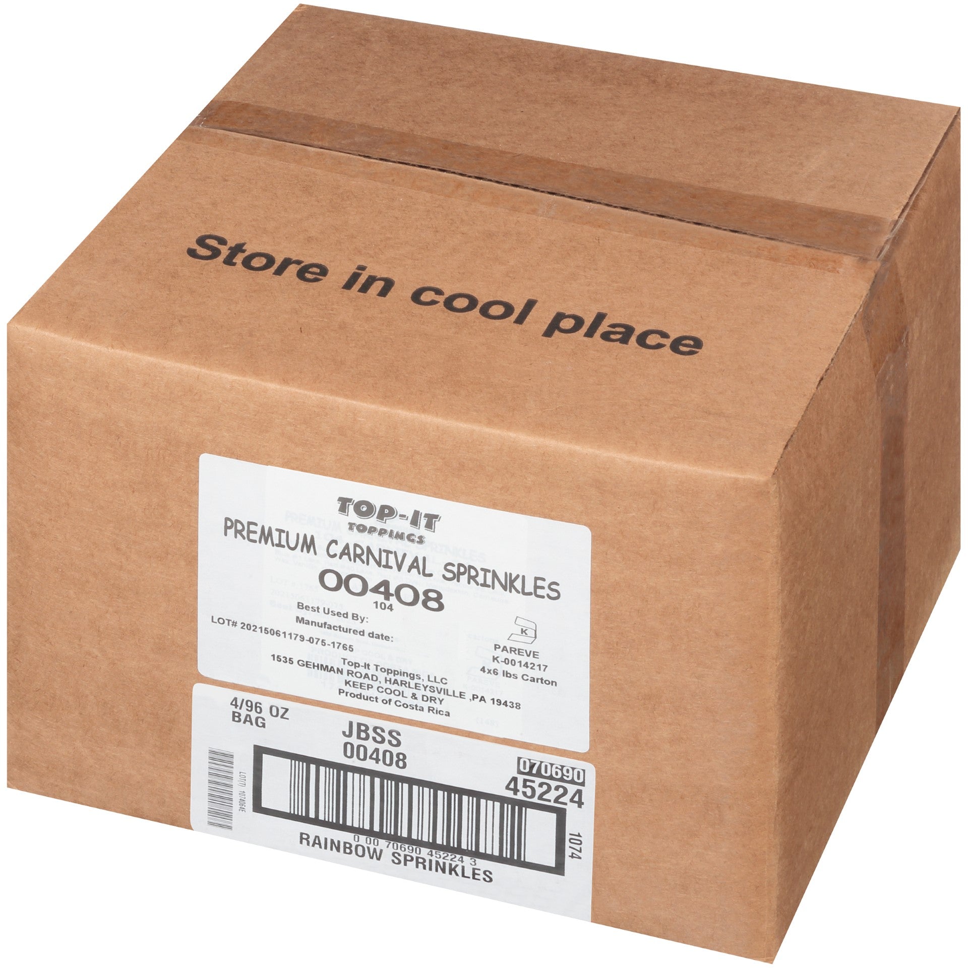 Rainbow Sprinkles 24 Pound Each - 1 Per Case.