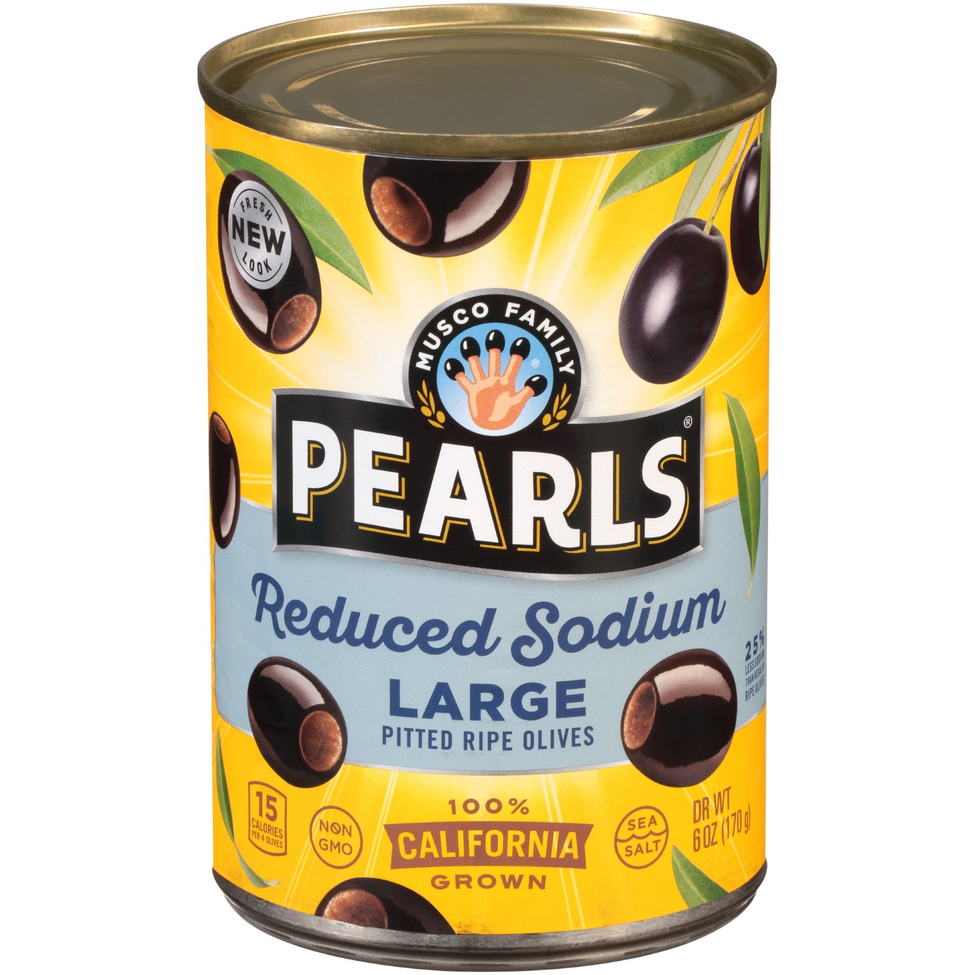 Olives Reduced Sodium Large Pitted 6 Ounce Size - 12 Per Case.