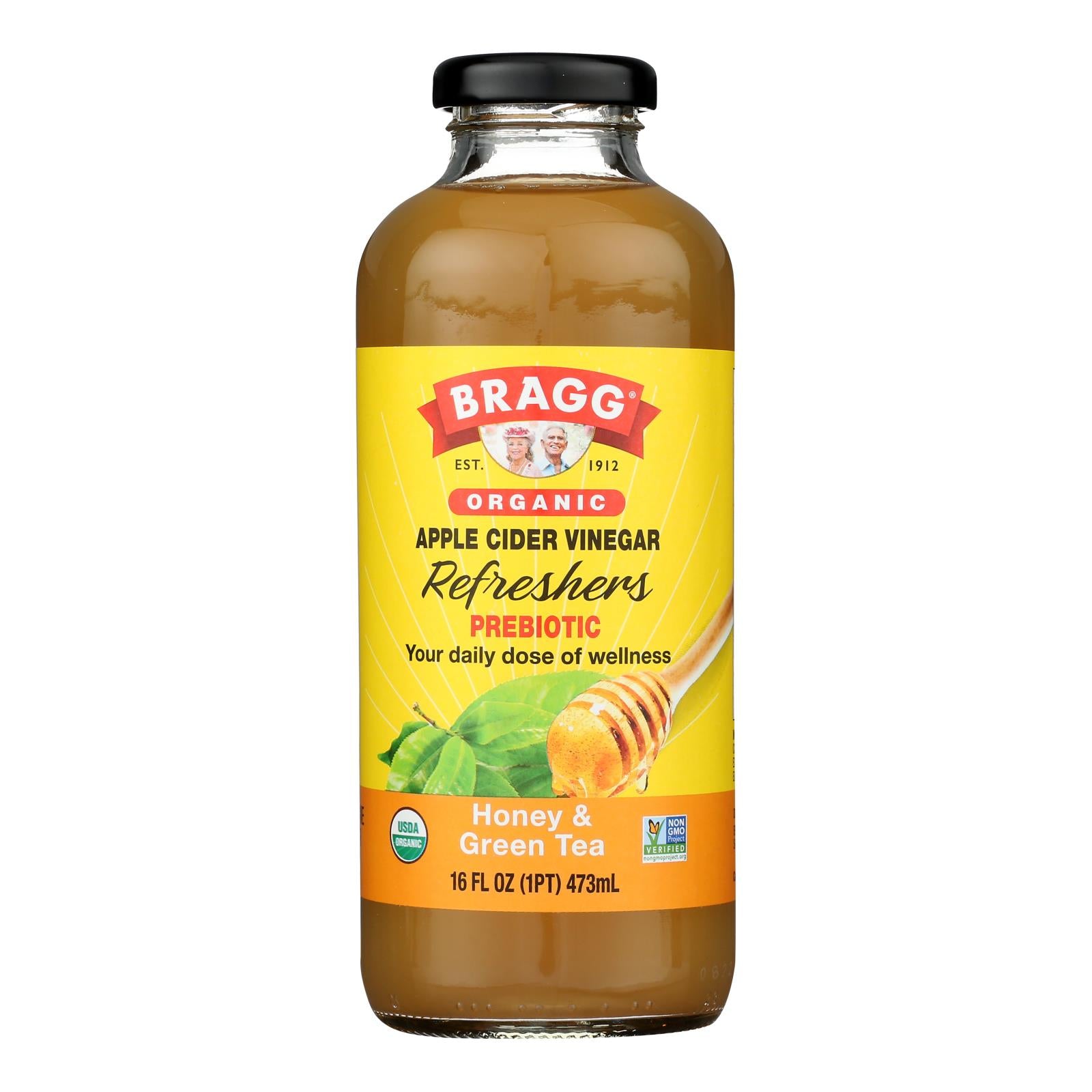 Bragg - Apple Cider Vinegar Honey Green Tea Refresh - Case of 12-16 Fluid Ounce