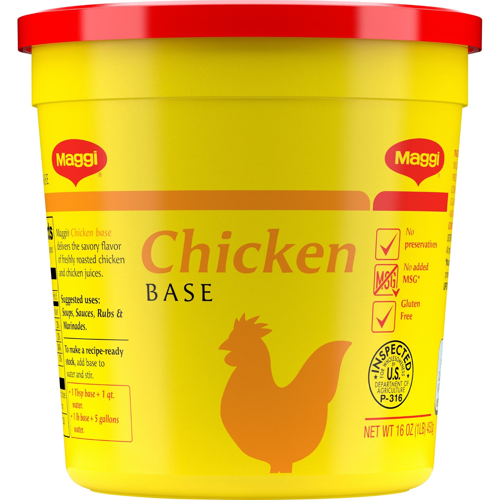 Maggi Chicken Base (No Added Msg) Gluten Free 1 Pound Each - 6 Per Case.
