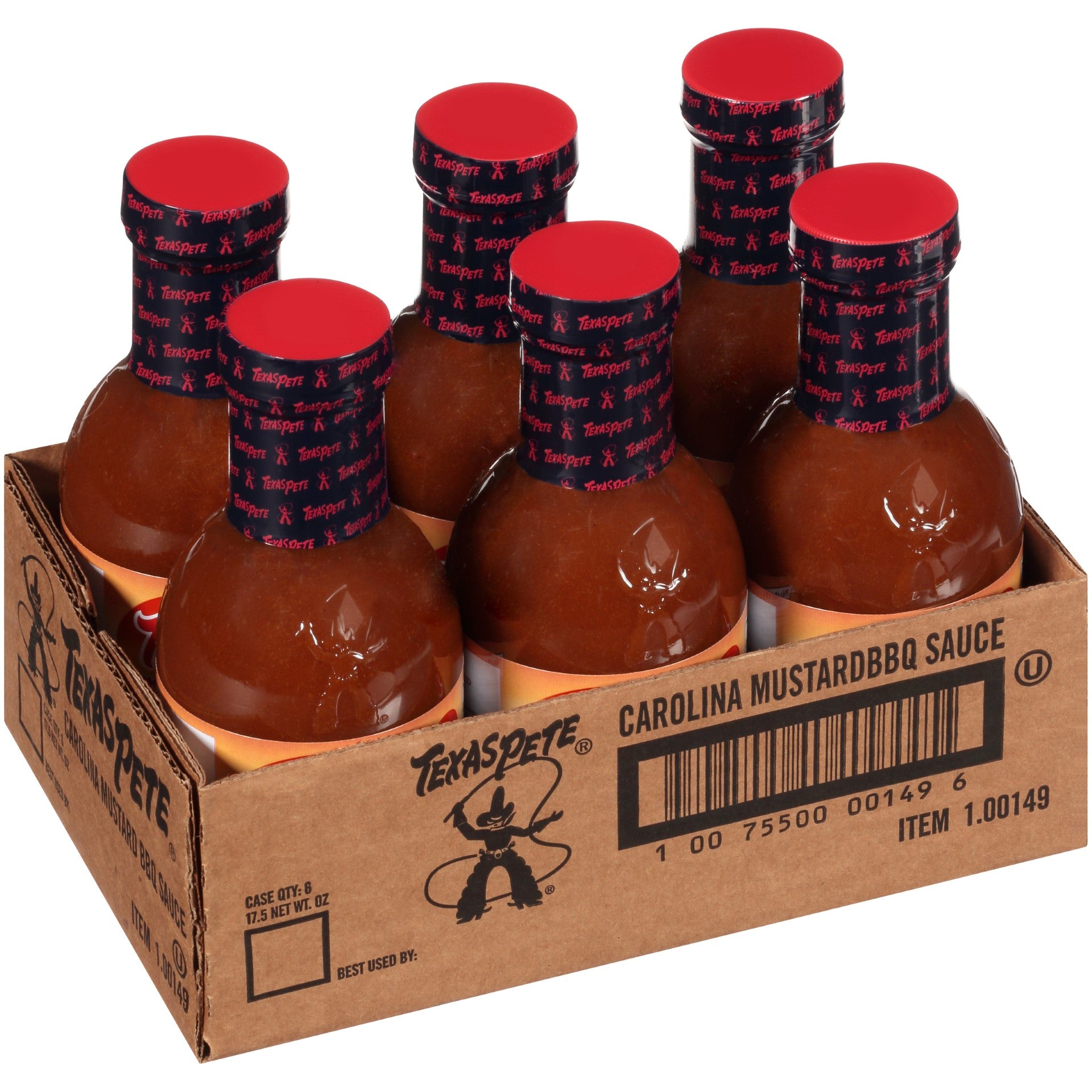 Texas Pete Carolina Mustard BBQ Sauce 17.5 Ounce Size - 6 Per Case.