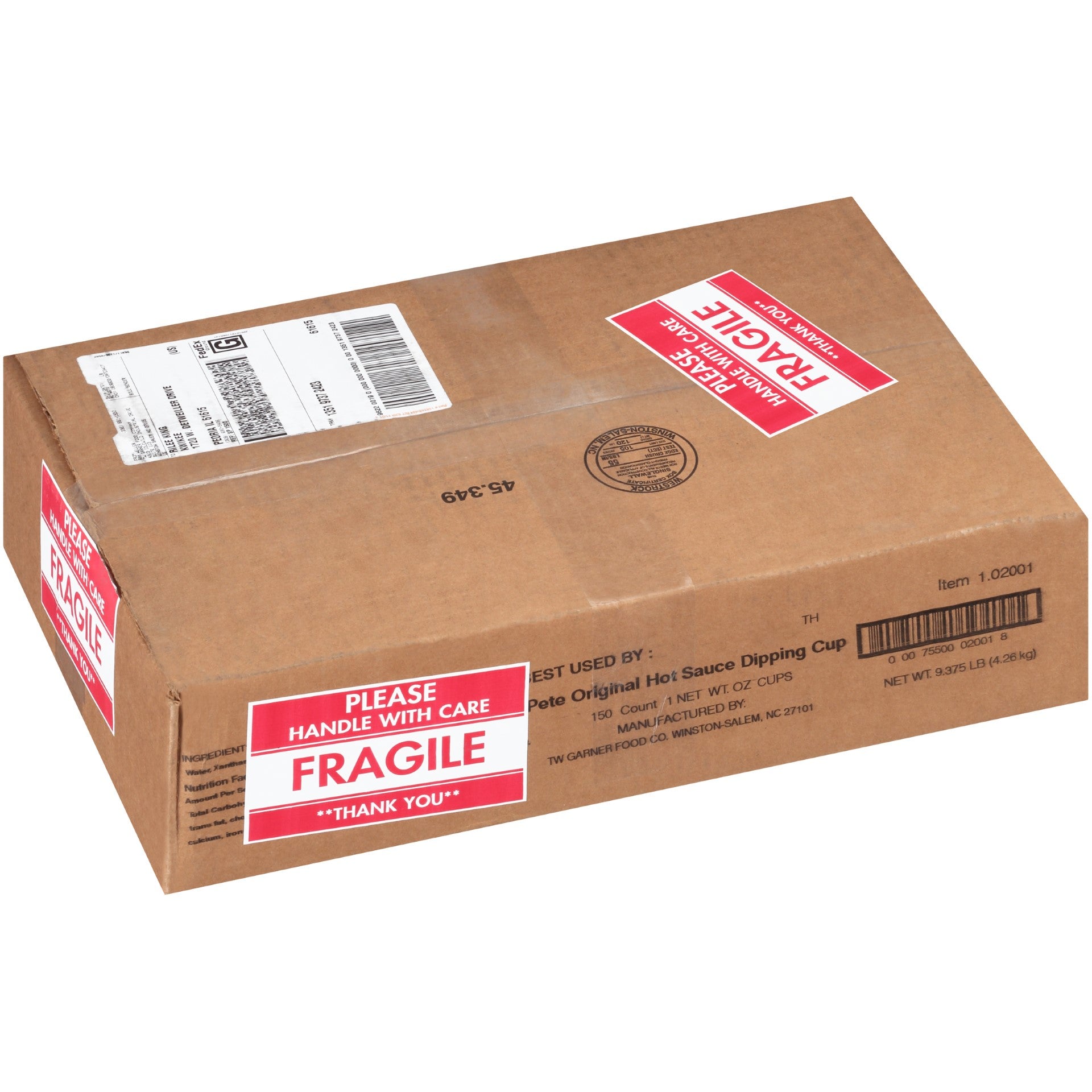 Texas Pete Original Hot Sauce Dipping Cup 1 Ounce Size - 150 Per Case.
