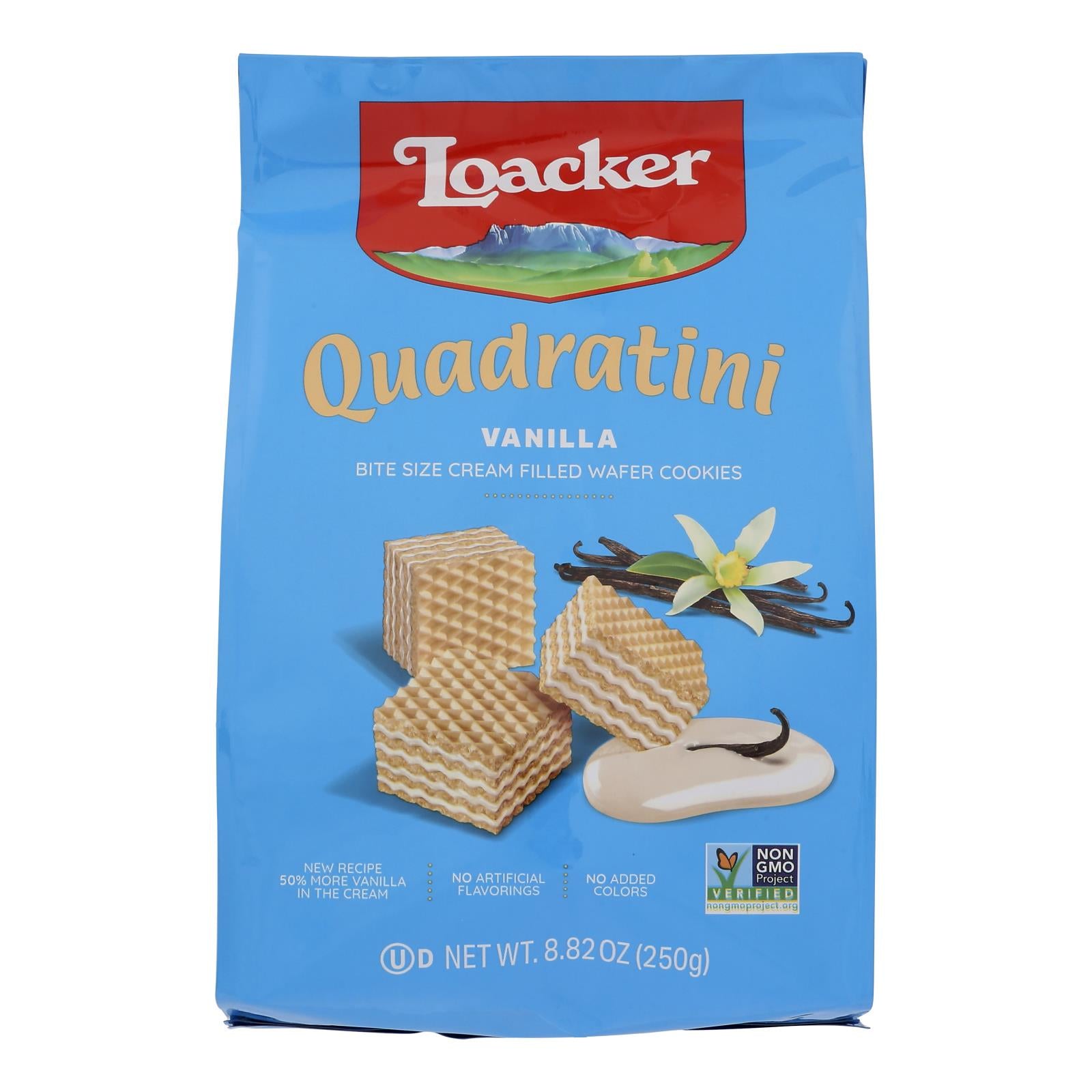 Loacker Quadratini Vanilla Wafer Cookies - Case of 6 - 8.82 Ounce