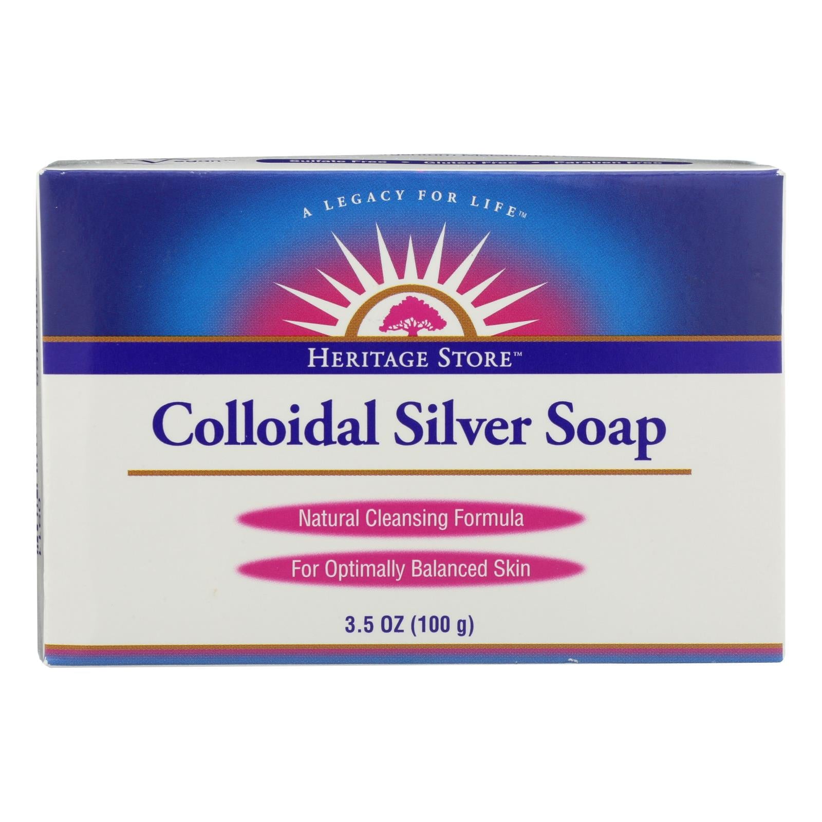 Heritage Store - Bar Soap Colloidal Silver - Case of 3 - 3.5 Ounce