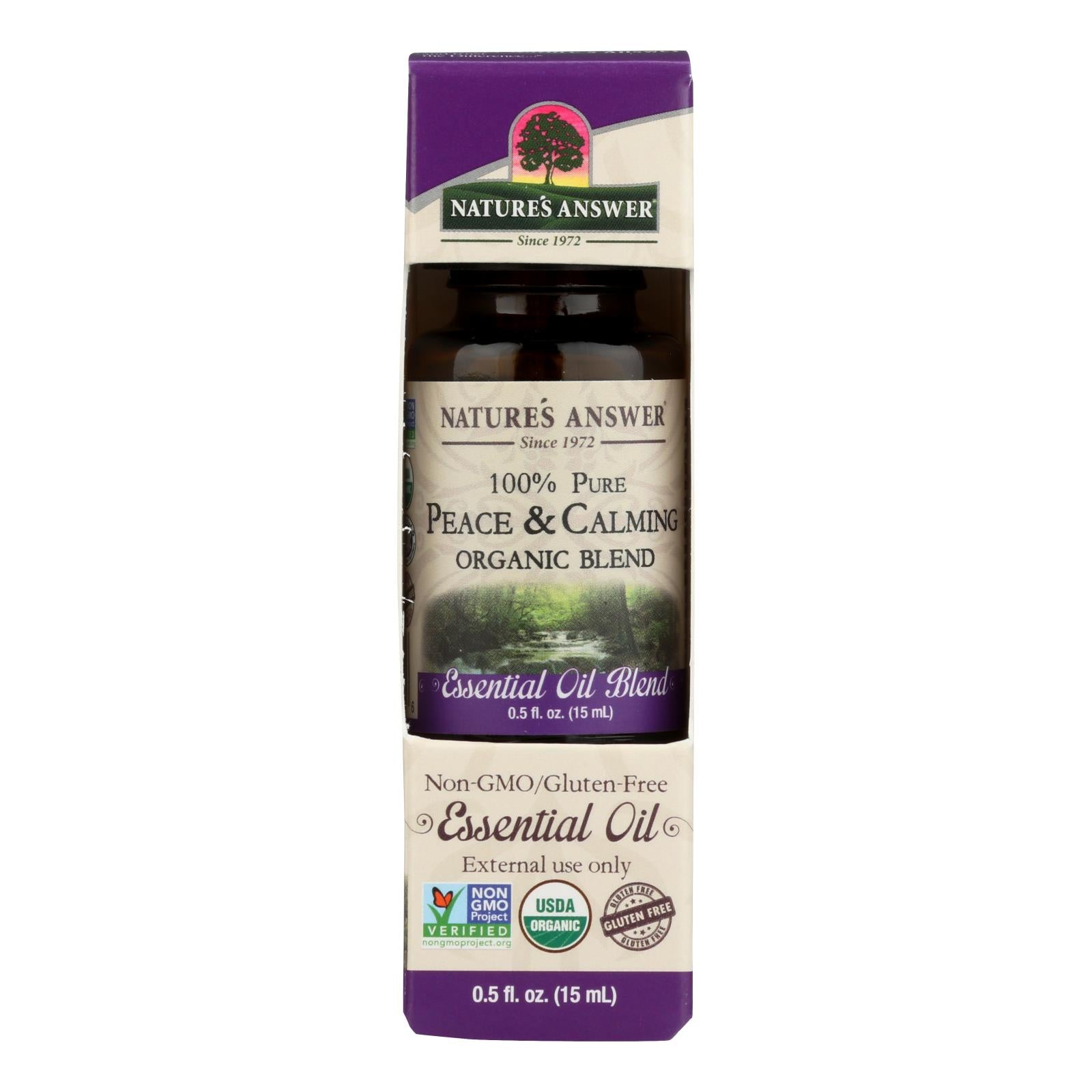 Nature's Answer - Organic Essential Oil Blend - Peace and Calming - 0.5 Ounce.