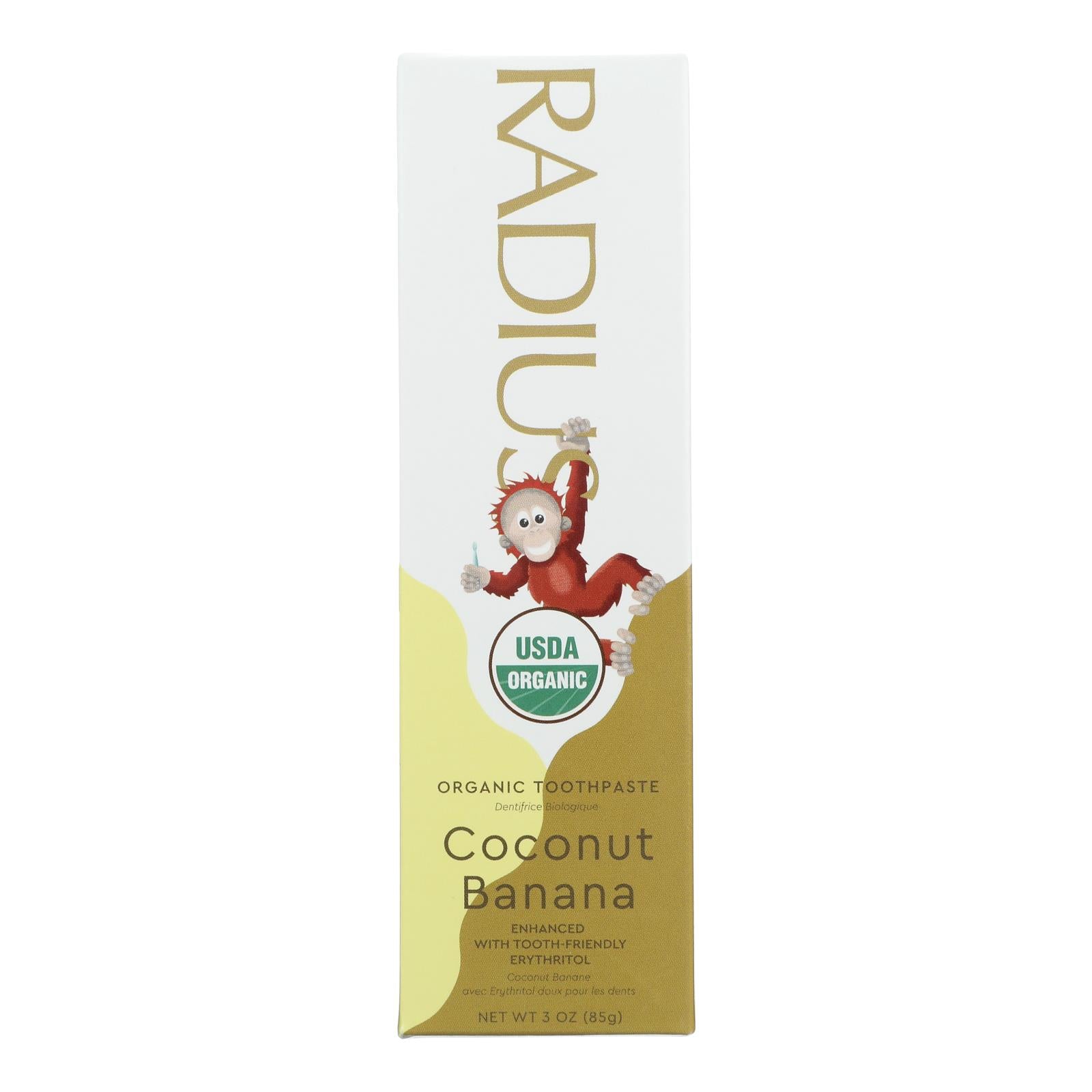 Radius Coconut Banana With Organic Chamomile Flower & Coconut Oil Toothpaste - 1 Each - 3 Ounce