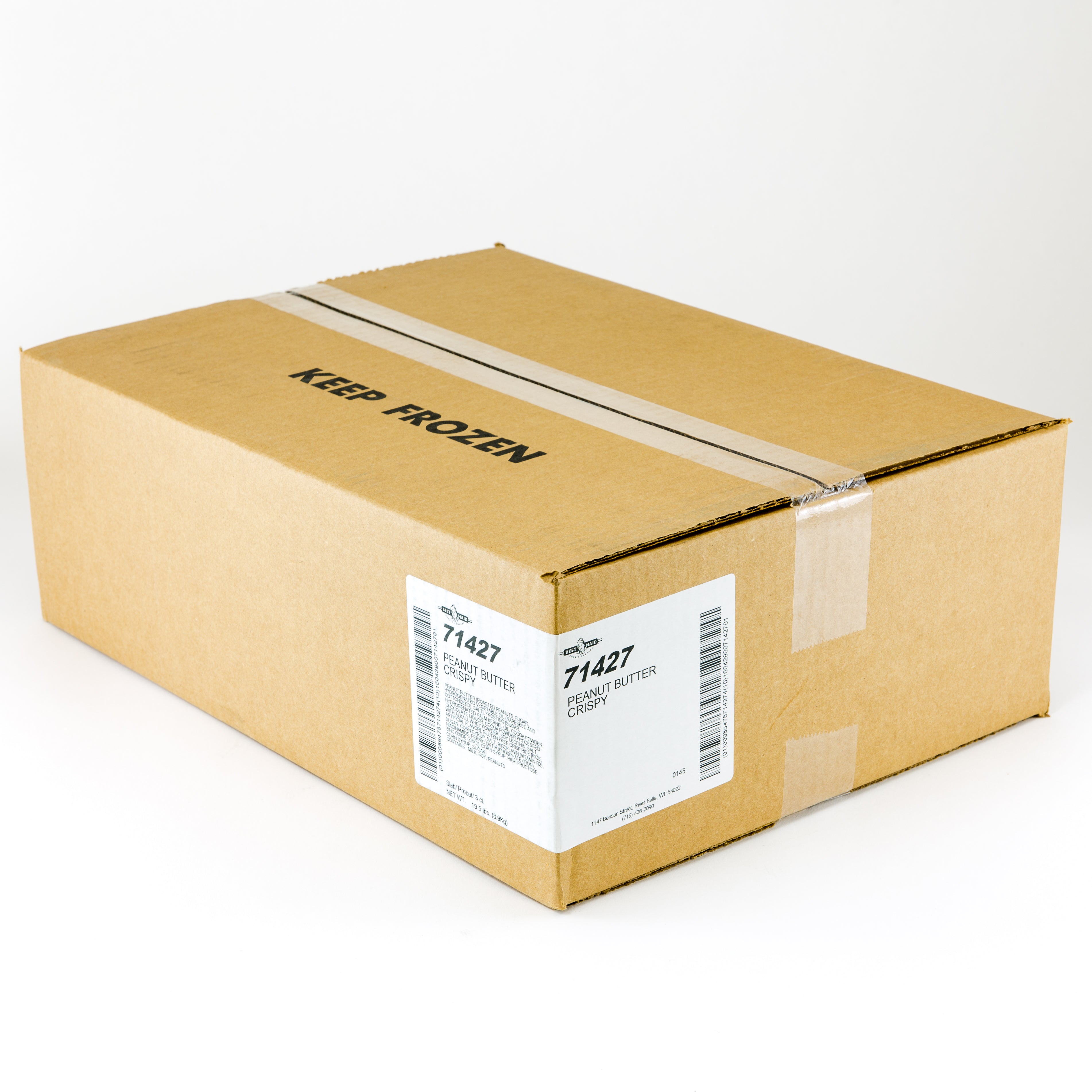 Bar Crispy Peanut Butter Half Slab Precut 4"x4"5.2 Ounce Size - 3 Per Case.