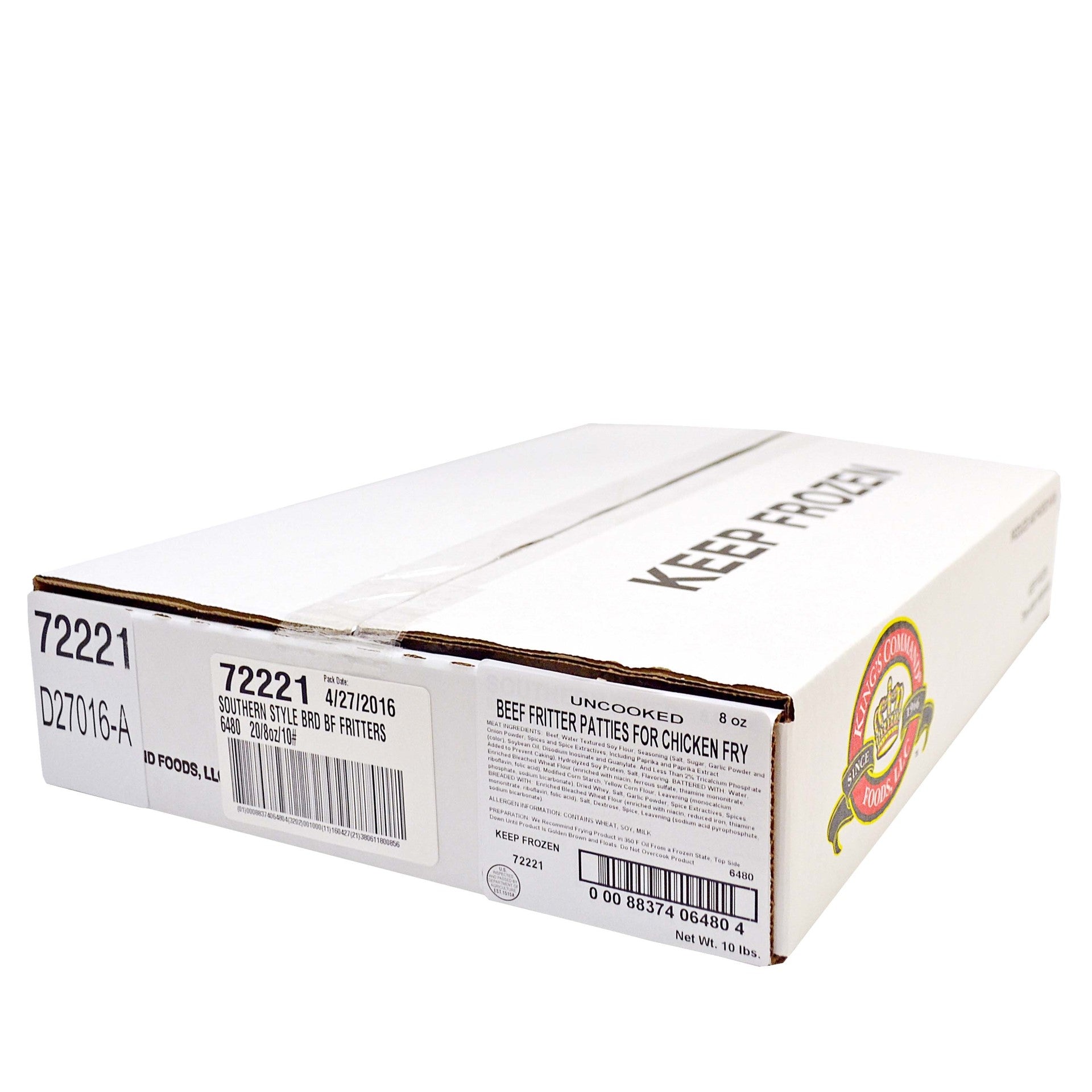 Kings Command Foods Raw Southern Country Fried Beef Steak Fritter With Soy Bulk 8 Ounce Size - 20 Per Case.