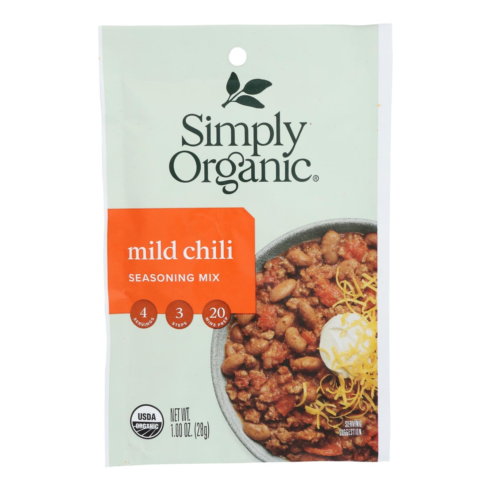Simply Organic Seasoning Mx - Organic - Mild Chili - Case of 12 - 1 Ounce