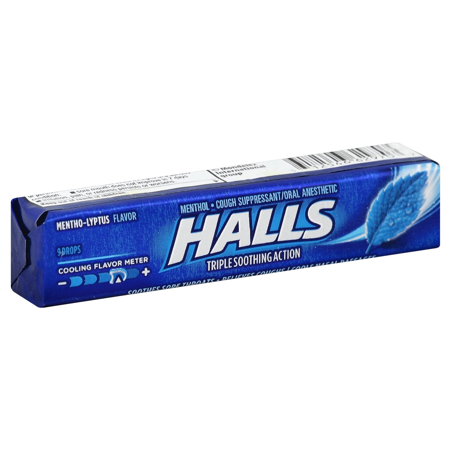 Halls Cough Drops Mentho Lyptus Piece 9 Count Packs - 480 Per Case.