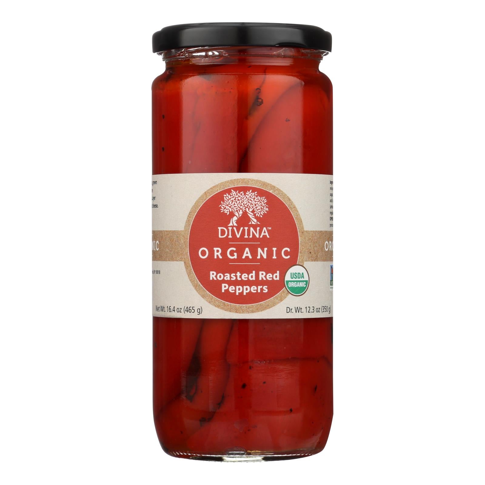 Divina, Organic Fire Roasted Sweet Peppers - Case of 6 - 16.2 Ounce