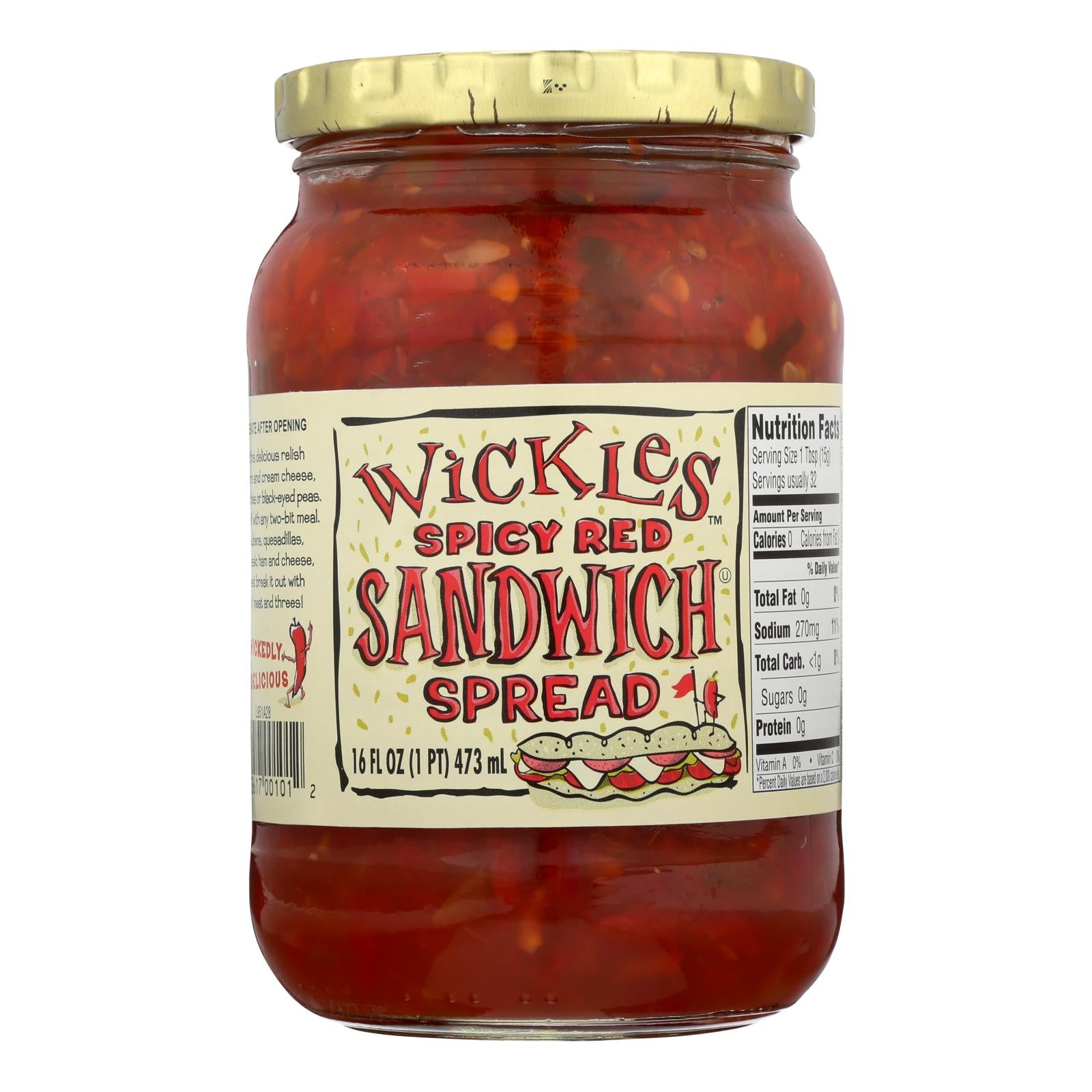 Wickle's Spicy Red Sandwich Spread - Case of 6 - 16 Fluid Ounce