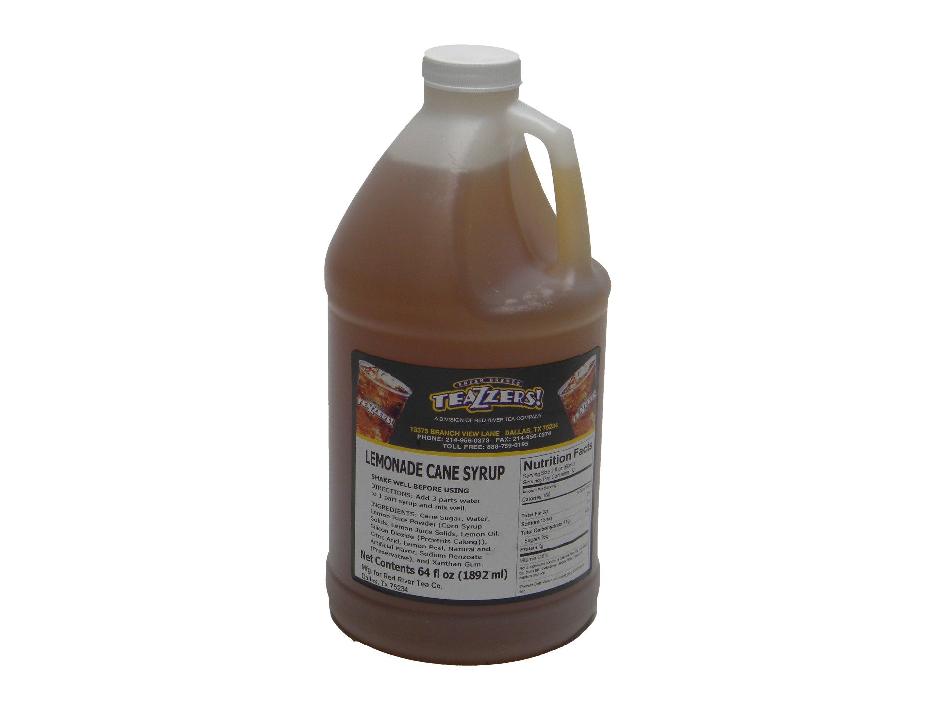 Teazzers Lemonade Cane Syrup 64 Ounce Size - 6 Per Case.