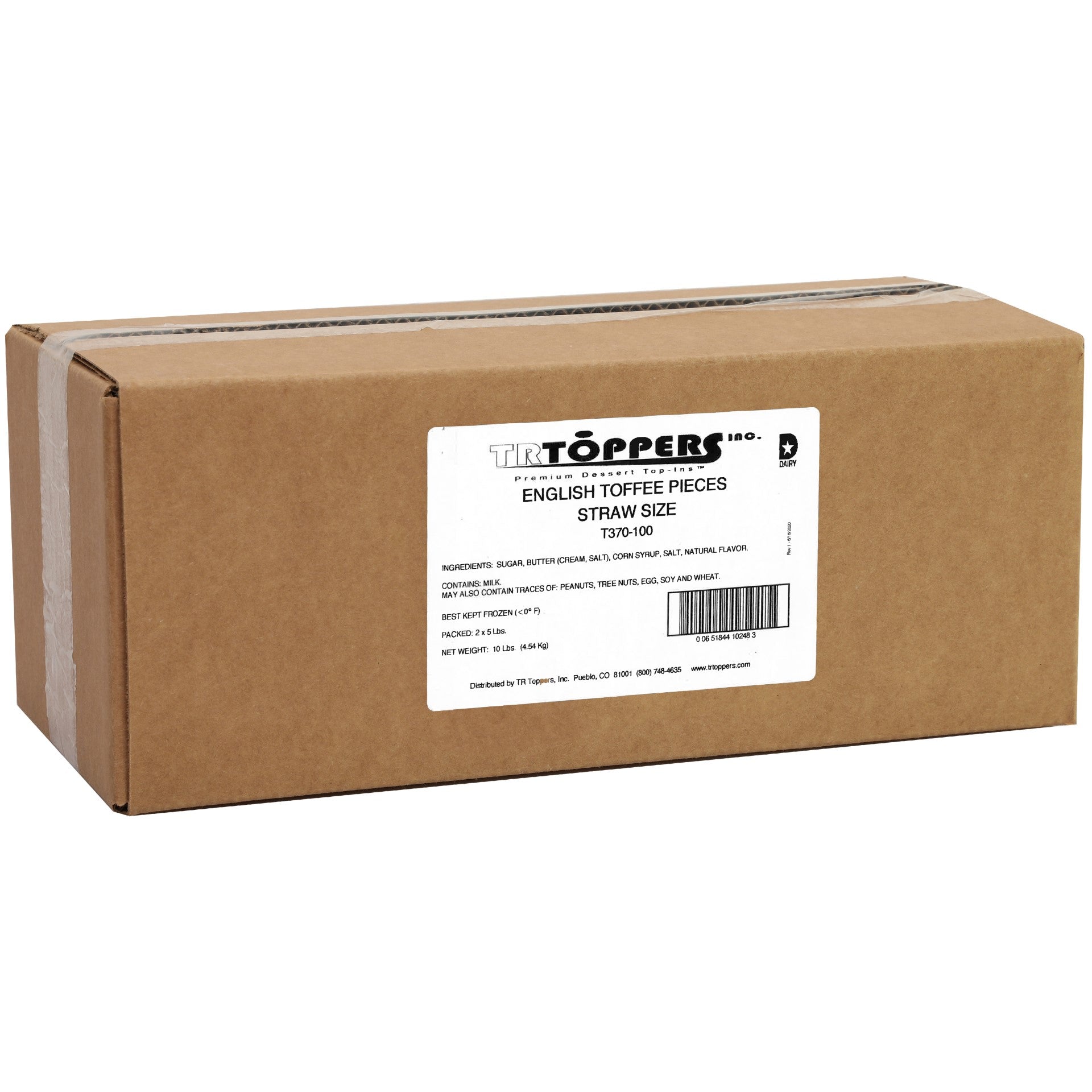 English Toffee Pieces Straw Size 5 Pound Each - 2 Per Case.