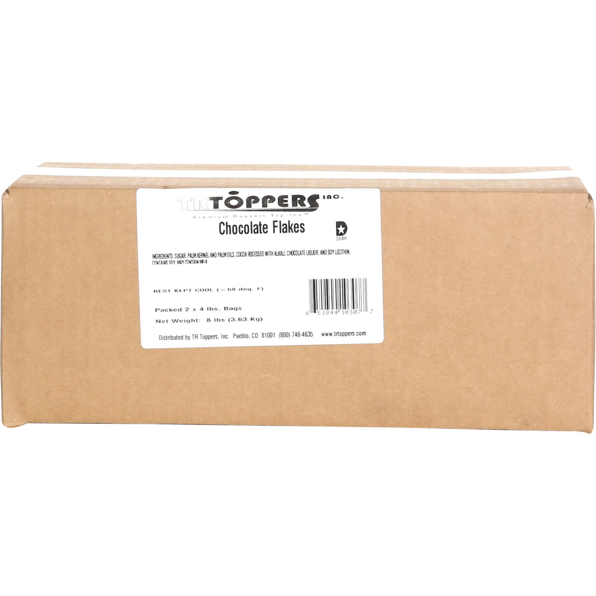 T R Toppers Chocolate Flakes 4 Pound Each - 2 Per Case.