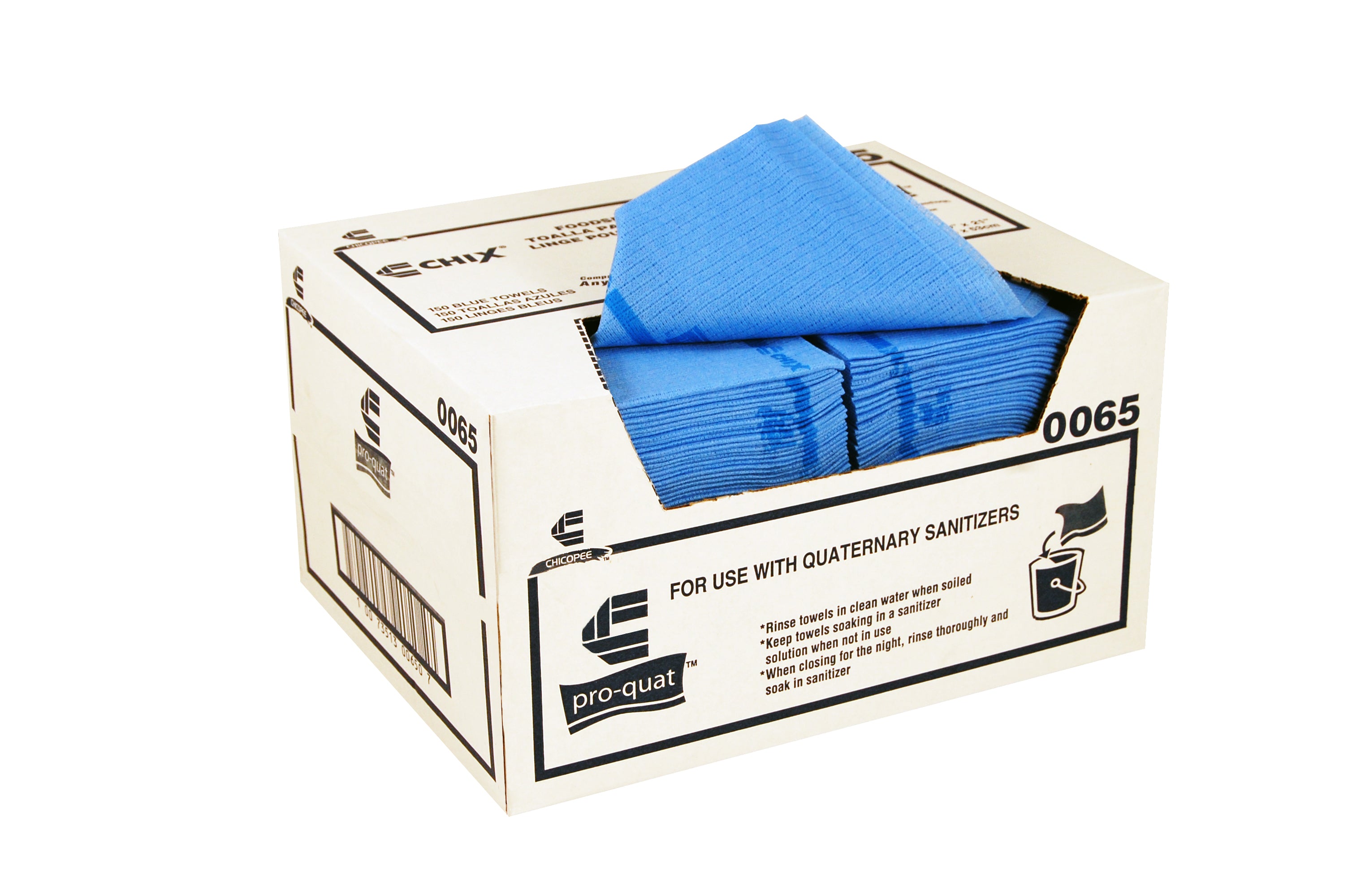Chicopee Chix® Pro Quat W Microbanmedium Duty Blue W Blue Print 3"x1" Quat 1 Count Packs - 150 Per Case.