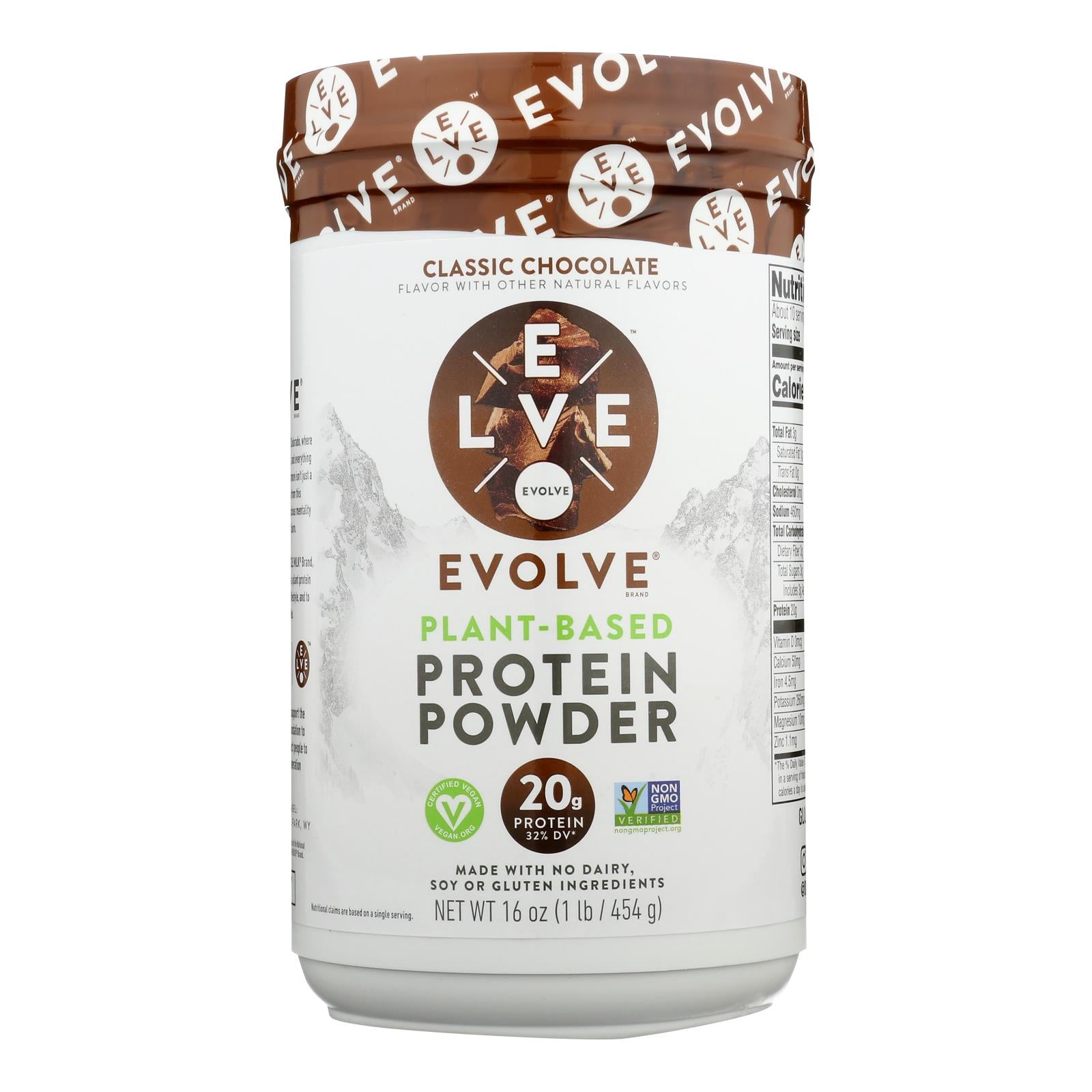 Evolve Real Plant-Powered Classic Chocolate Flavor Protein Powder - 1 Each - 16 Ounce
