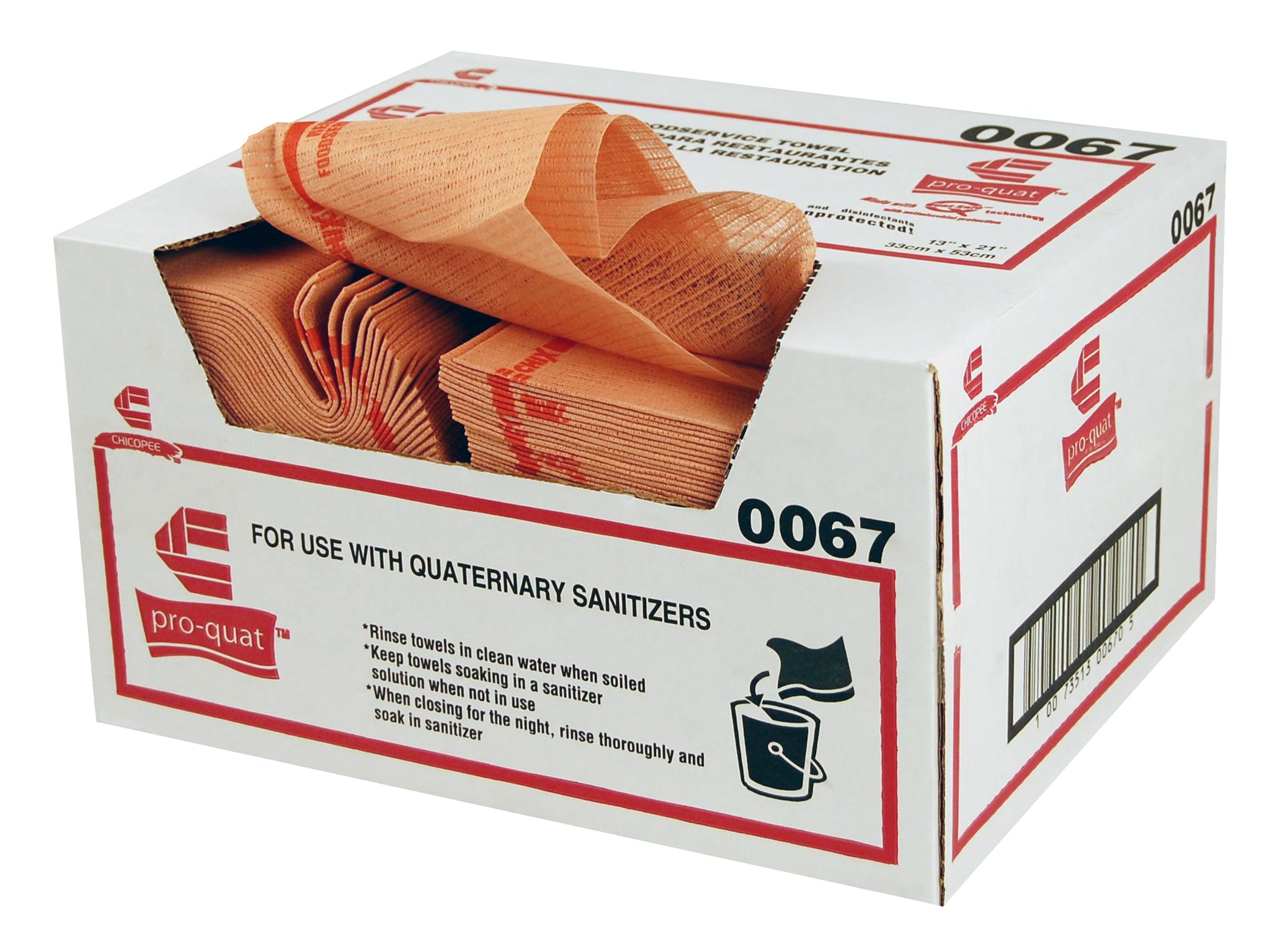 Chix® Pro Quat Foodservice Towel Wmicroban Red W Red Print Medium Duty 3" 1 Count Packs - 150 Per Case.