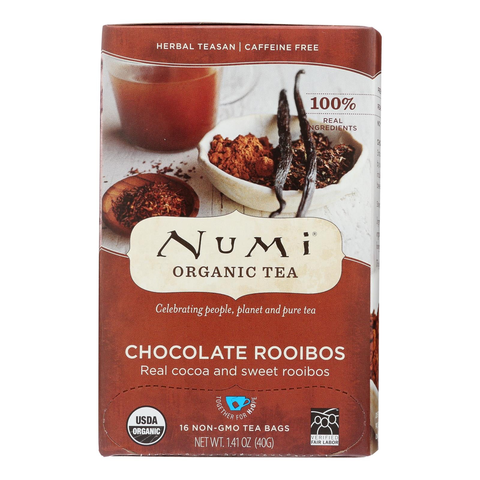Numi Organic Tea Herbal Tea, Chocolate Rooibos - Case of 6 - 16 BAG